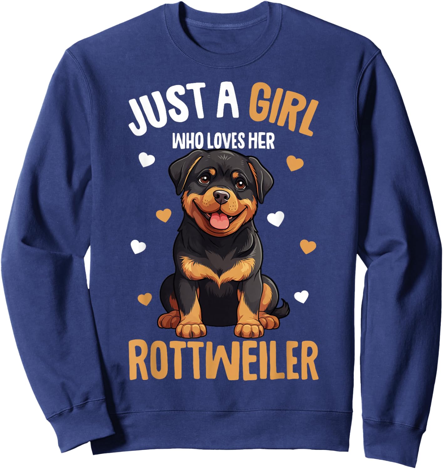 Just a Girl who Loves her Rottweiler Dog Kids Sweatshirt - Sweatshirt | Navy