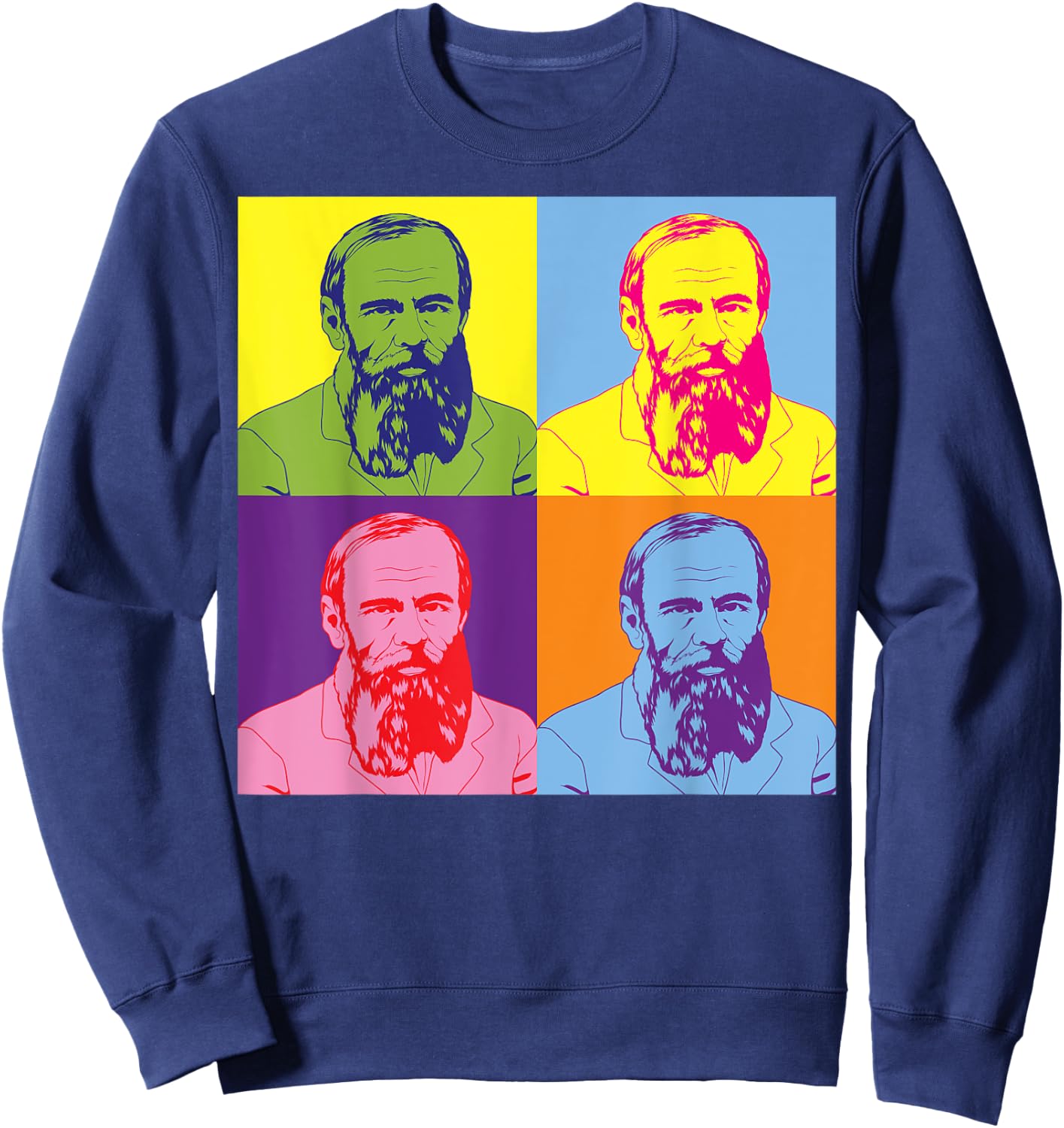 Russian Writer Pop Art Fyodor Dostoevsky Sweatshirt - Sweatshirt | Navy