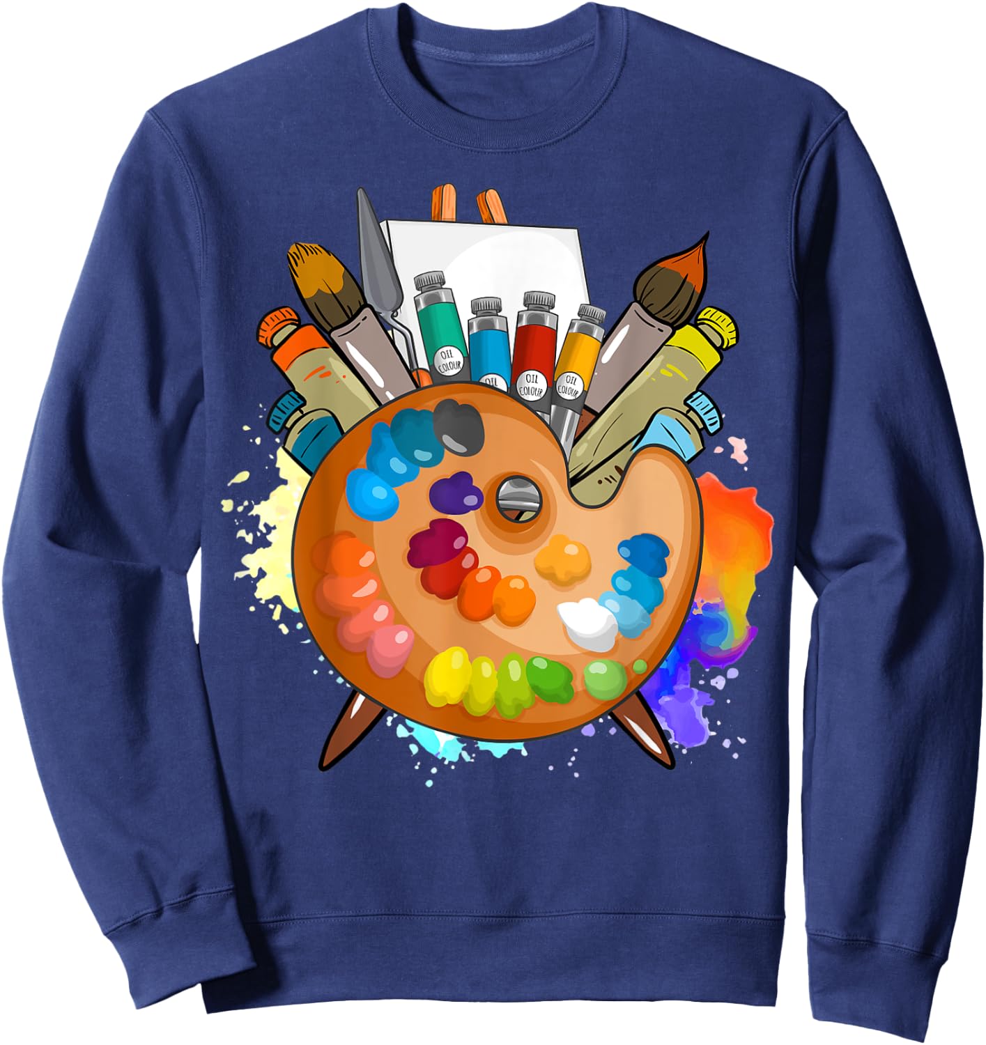 Art Supplies Painters Palette Paints Brushes Easel Painting Sweatshirt - Sweatshirt | Navy
