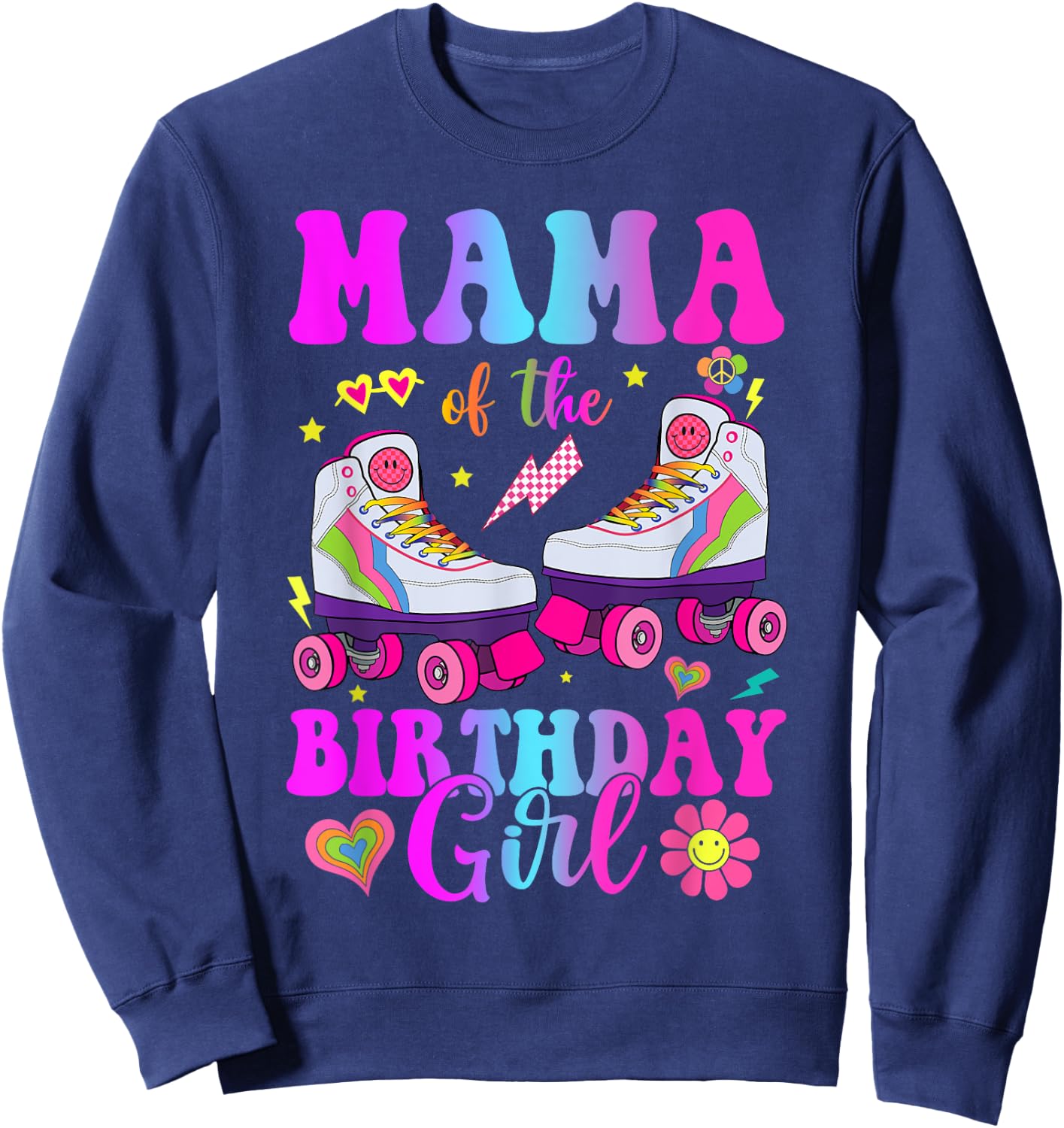Let's Roll Mama of the Birthday girl Roller Skate Birthday Sweatshirt - Sweatshirt | Navy