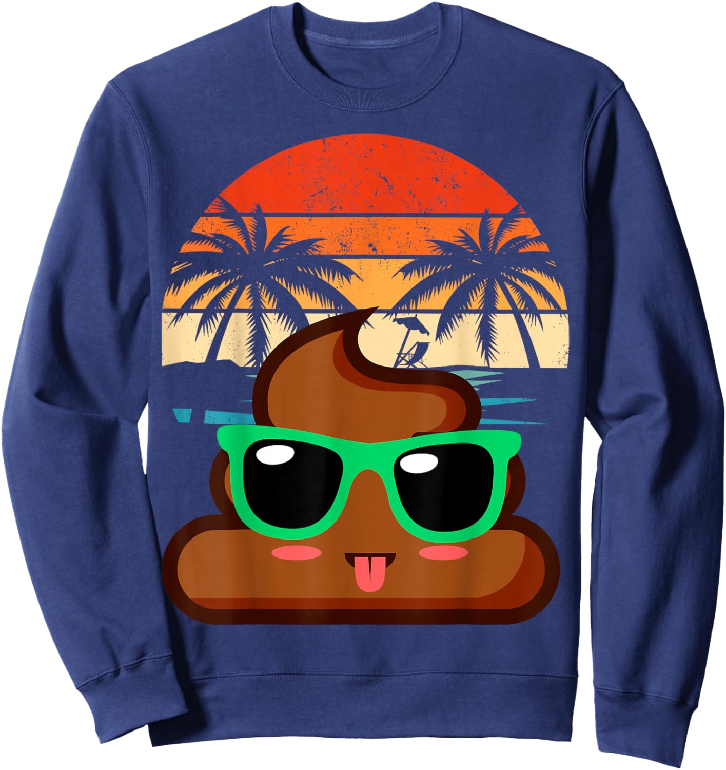 Cute POOP EMOTICON party Birthday Poo for Kids , Small, Black Sweatshirt - Sweatshirt | Navy