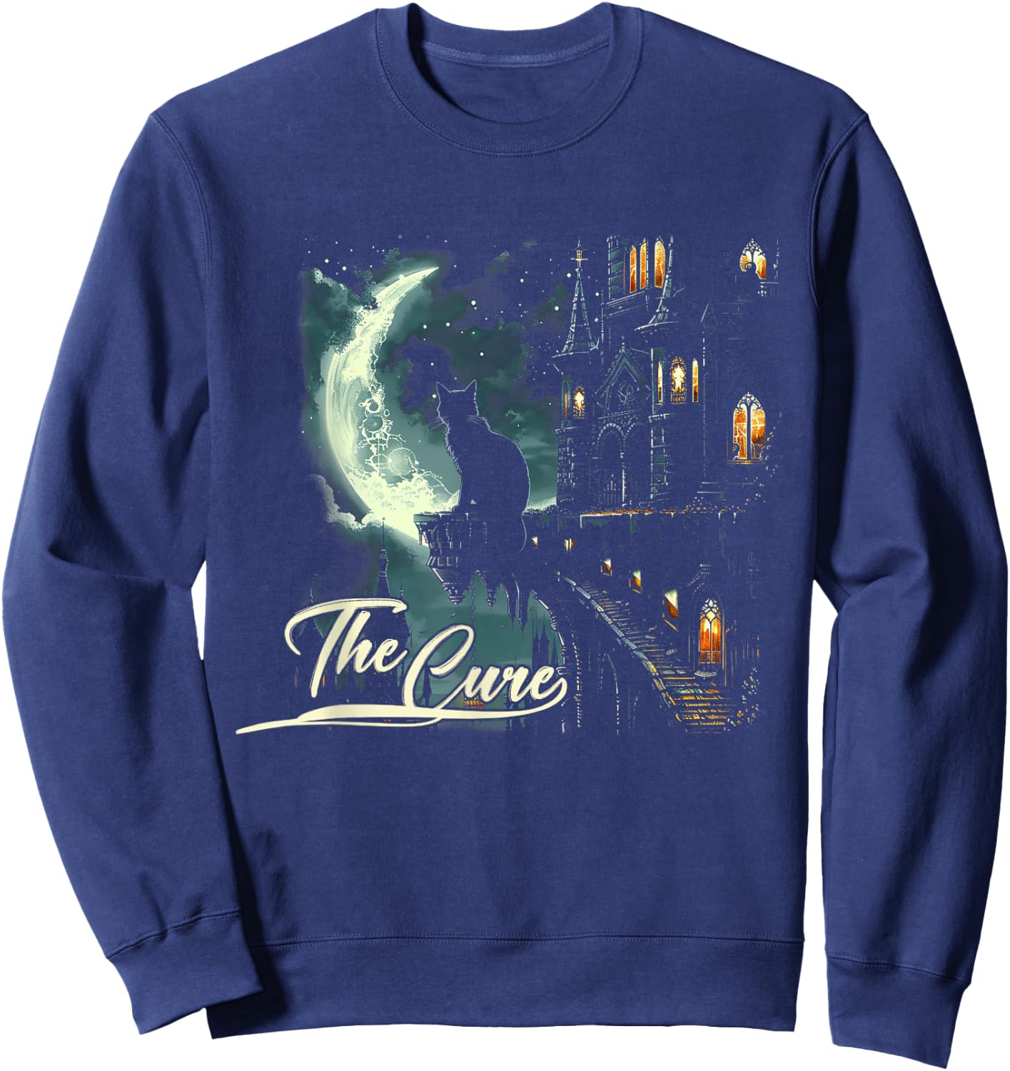 Cures Graphic Art Musician Funny Animal Cat Apparel Lovers Sweatshirt - Sweatshirt | Navy