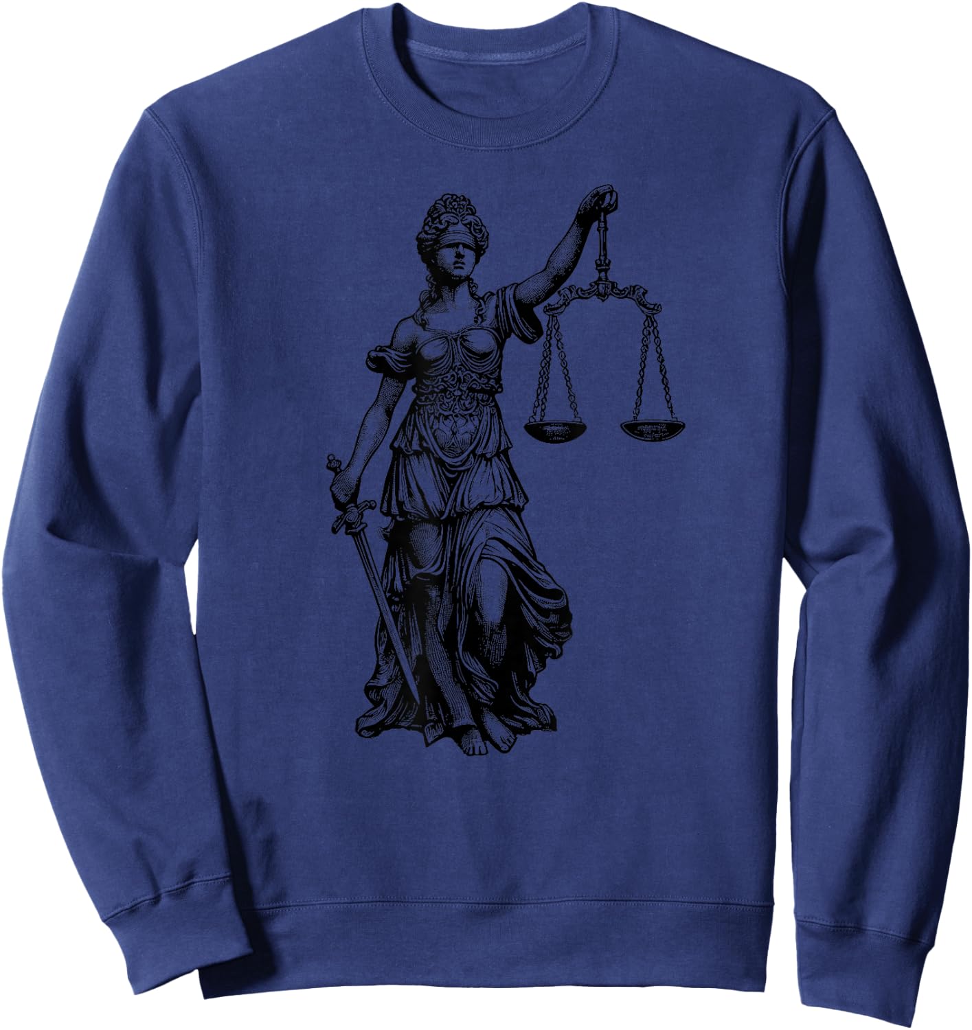 Lady Justice Greek Goddess Themis Law Lawyer , Small, Grey Sweatshirt - Sweatshirt | Navy