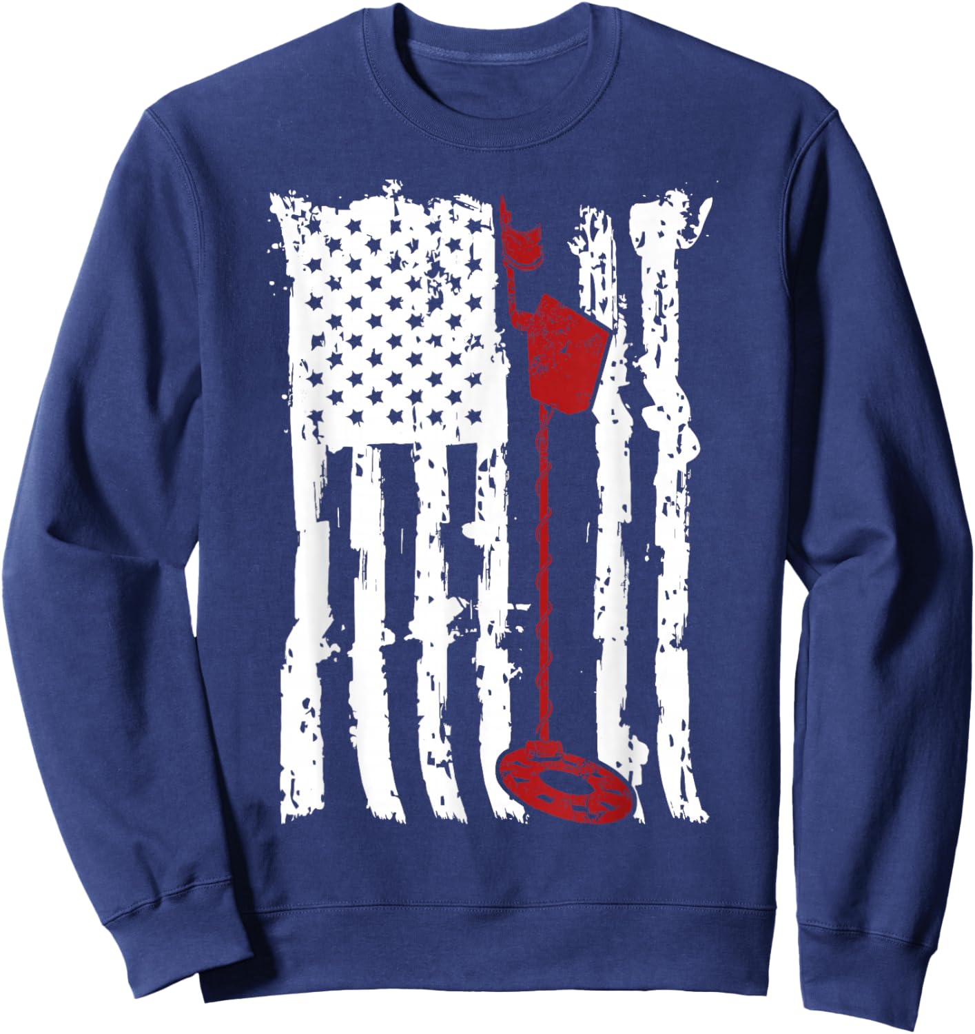 Metal detector American flag Vintage Style US Flag Sweatshirt - Sweatshirt | Navy
