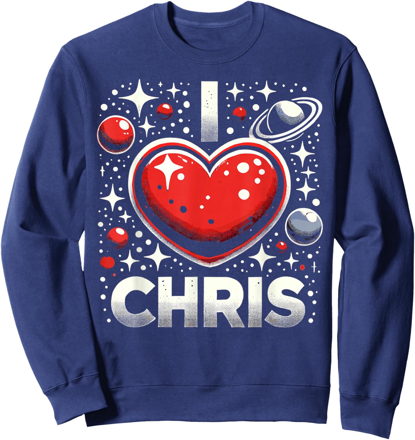 I Love Chris Red Heart I Heart Chris Sweatshirt - Sweatshirt | Navy