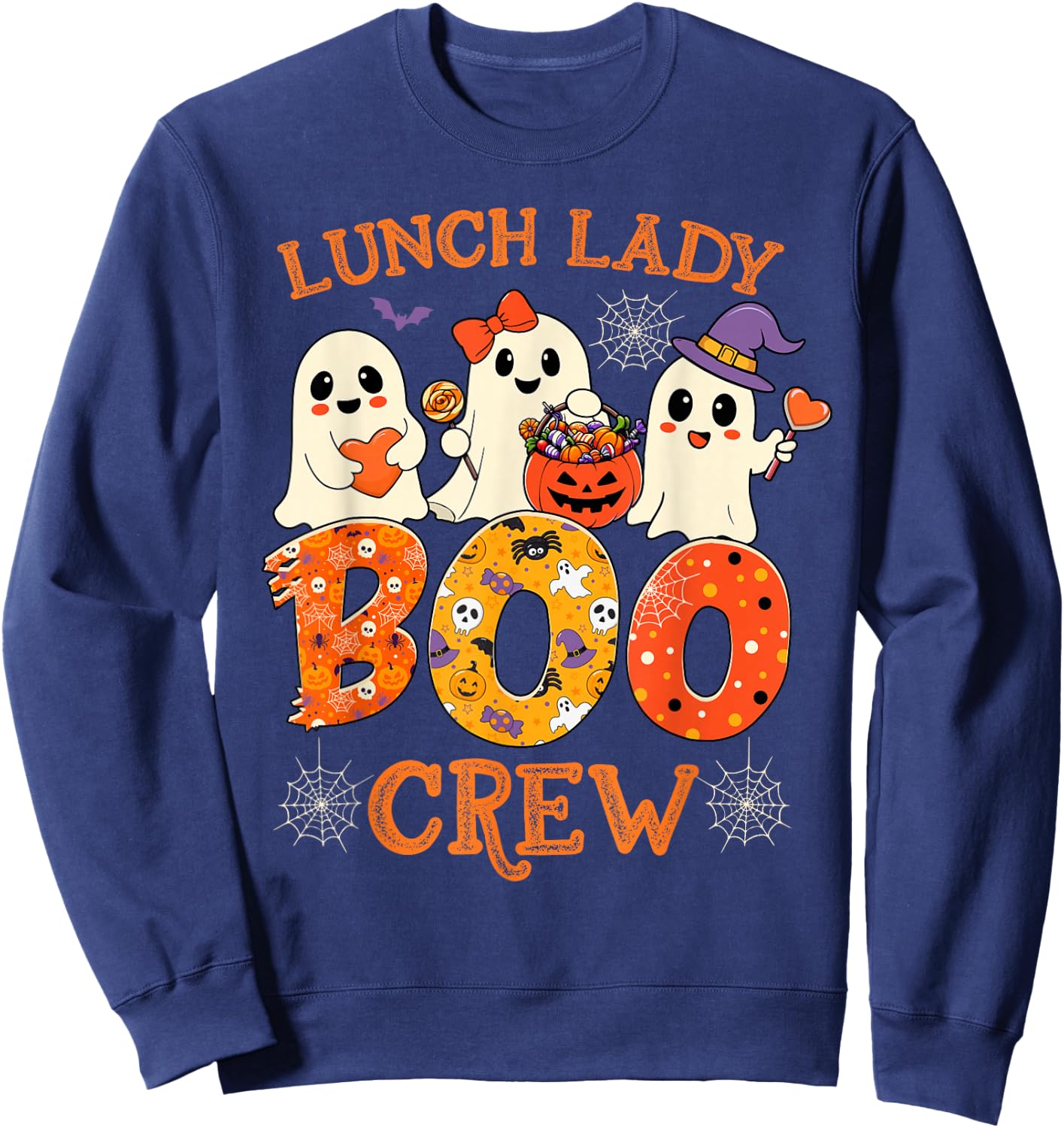Lunch Lady Boo Crew Funny Halloween Spooky Costume Women Sweatshirt - Sweatshirt | Navy