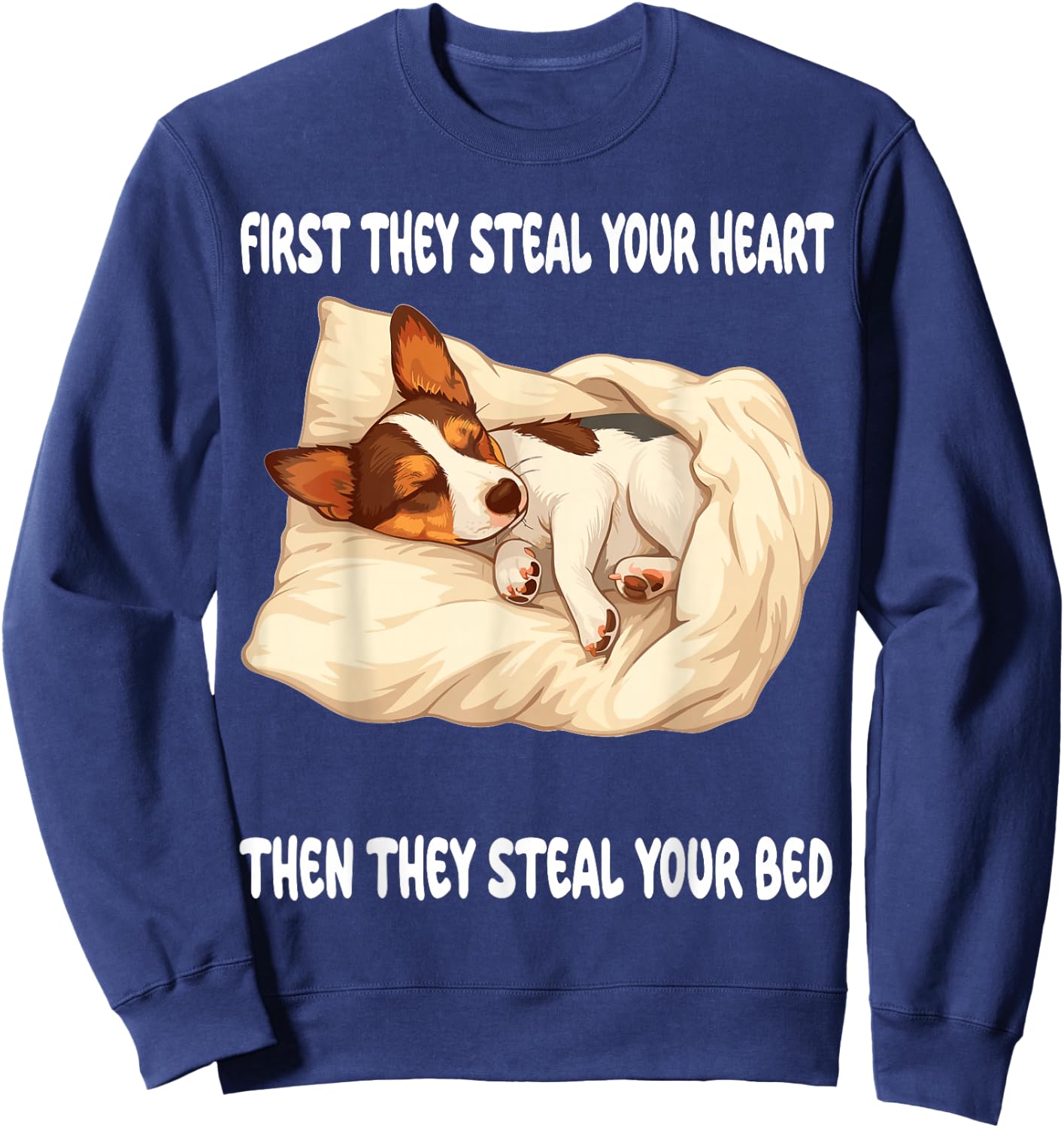 Rat Terrier Sleeping Pajamas Nightgown Sweatshirt - Sweatshirt | Navy