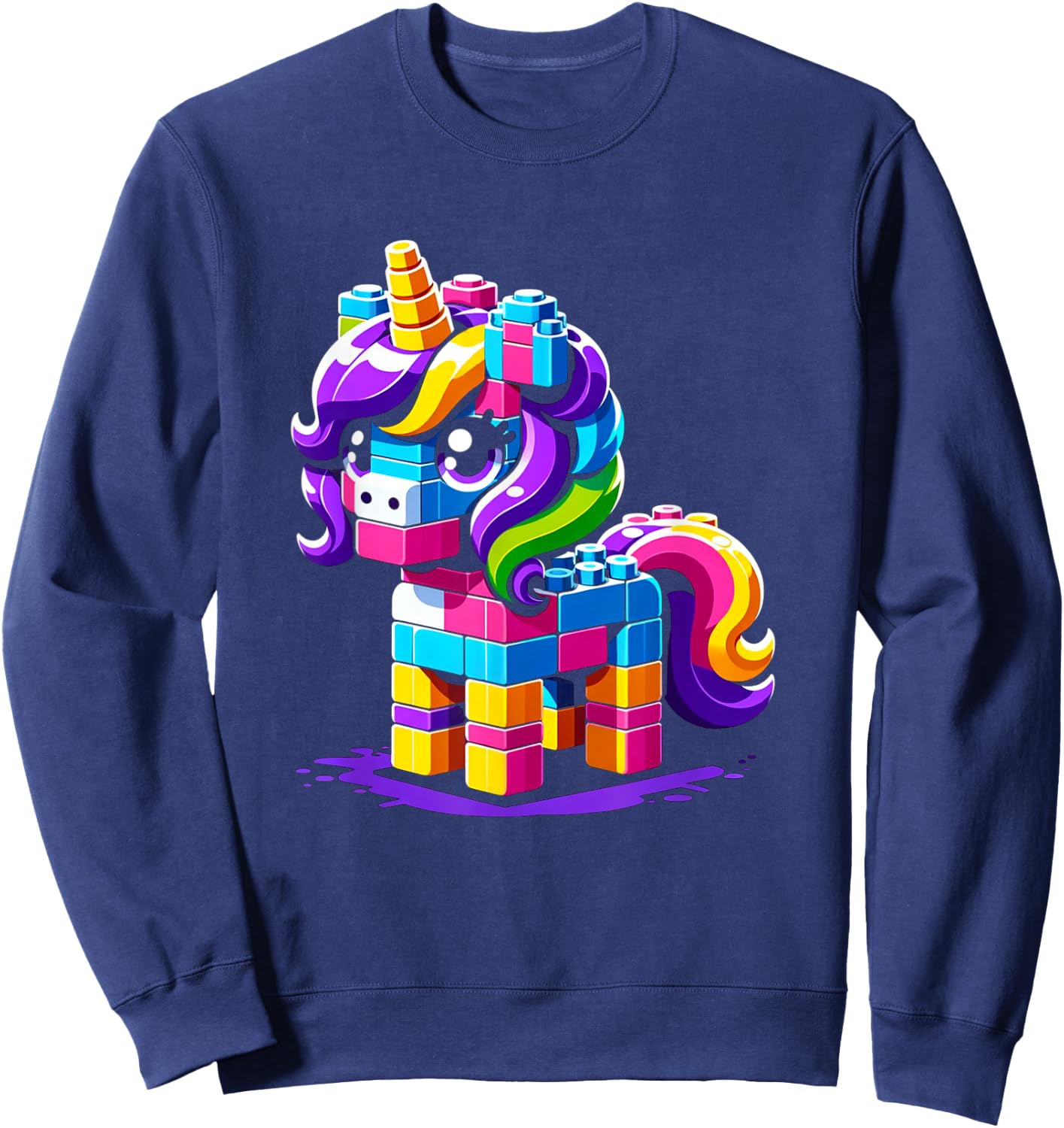 Block Building Unicorn Lover Master Builder Bricks Sweatshirt - Sweatshirt | Navy