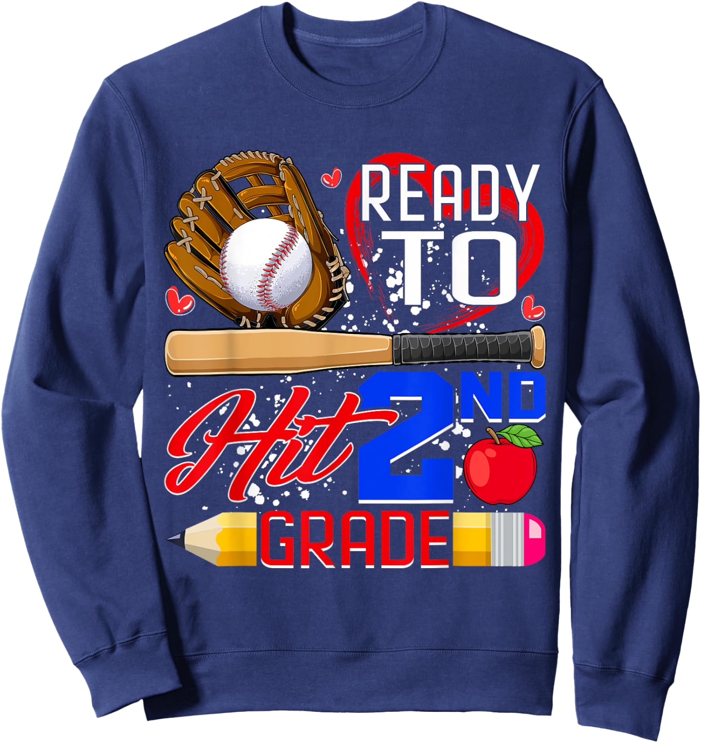 Ready To Hit 2nd Grade Back To School Baseball Lovers Boys Sweatshirt - Sweatshirt | Navy