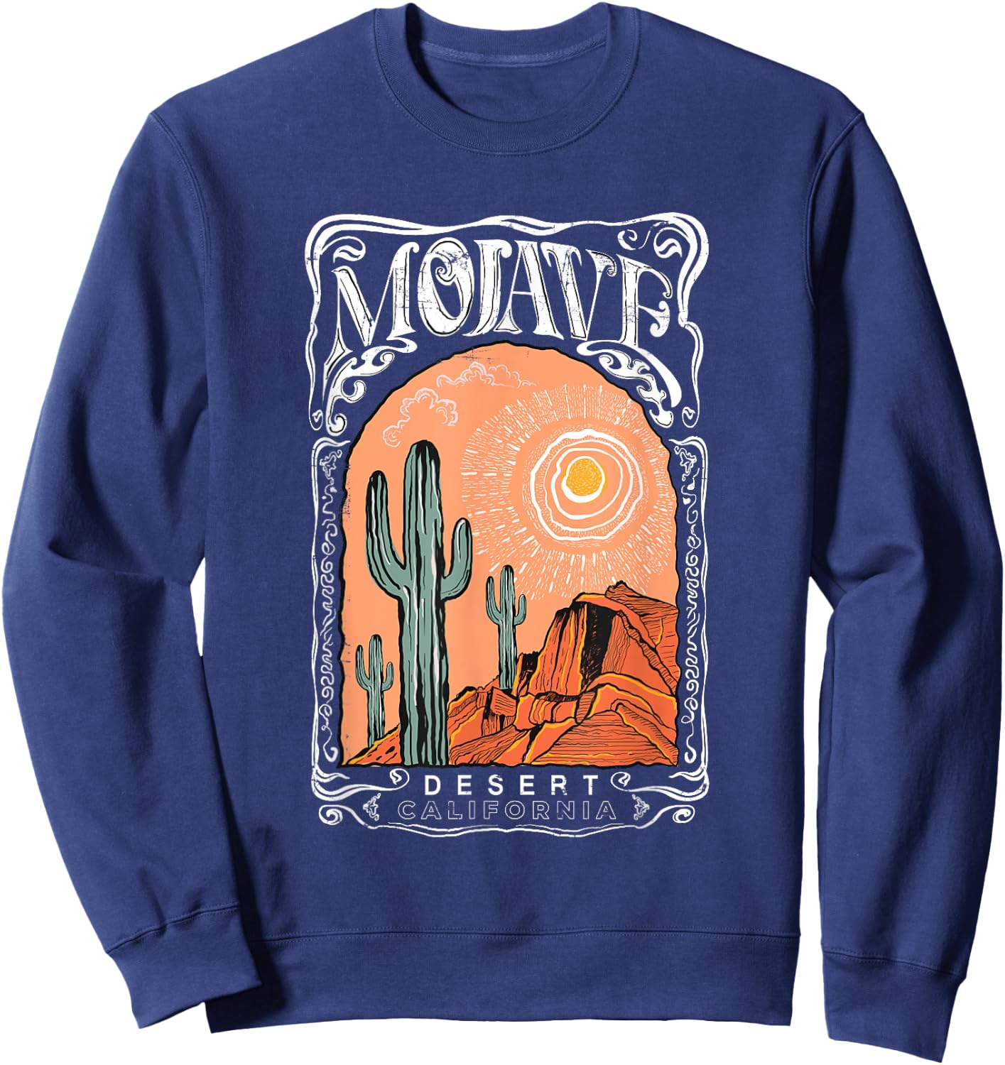 Vintage Mojave Desert Summer Cactus And California Sun Sweatshirt - Sweatshirt | Navy