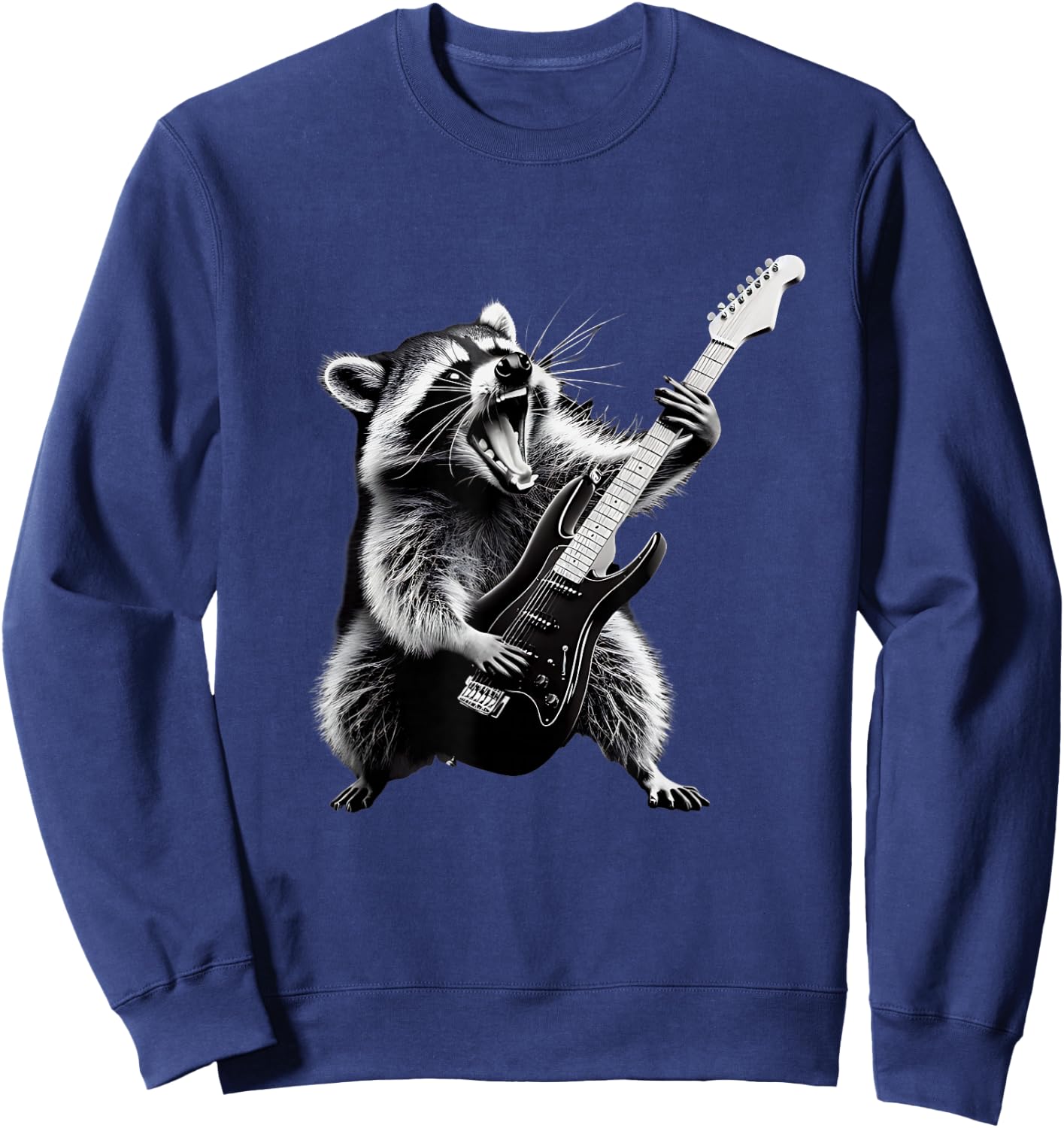Rock Raccoon Playing Guitar Men Women Kids Funny Raccoon Sweatshirt - Sweatshirt | Navy