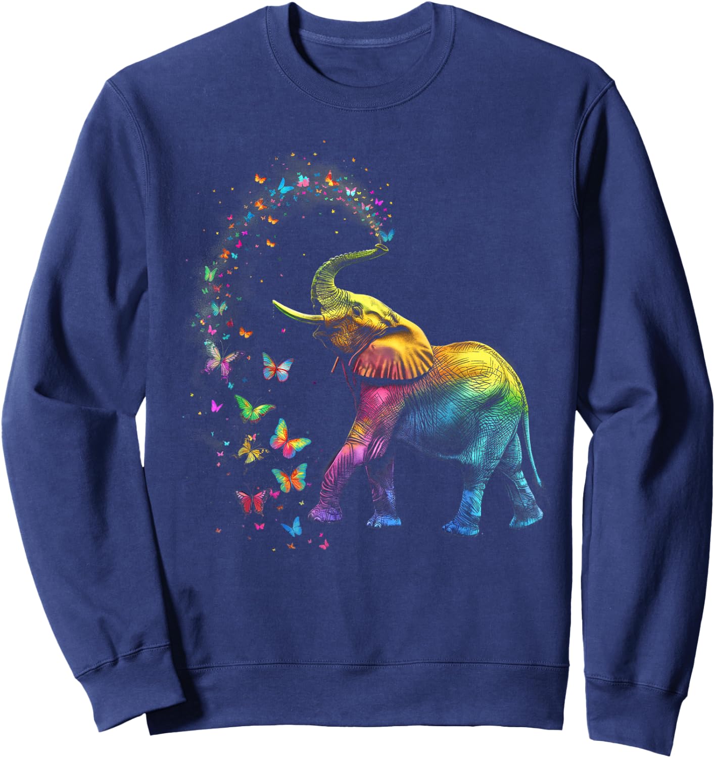 Elephant Spraying Butterflies Funny Elephant Lover Sweatshirt - Sweatshirt | Navy