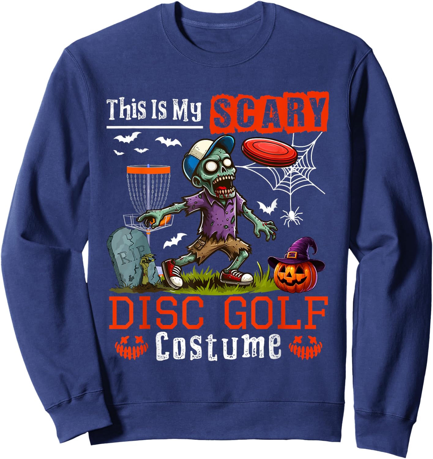 My Scary Disc Golf Costume Horror Halloween Player Kids Sweatshirt - Sweatshirt | Navy