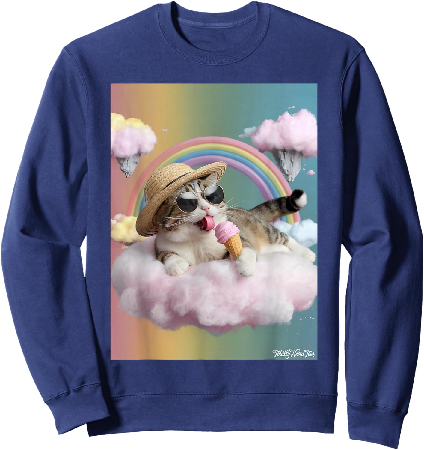 Rainbow Cat Dream Ice Cream Fantasy Sweatshirt - Sweatshirt | Navy