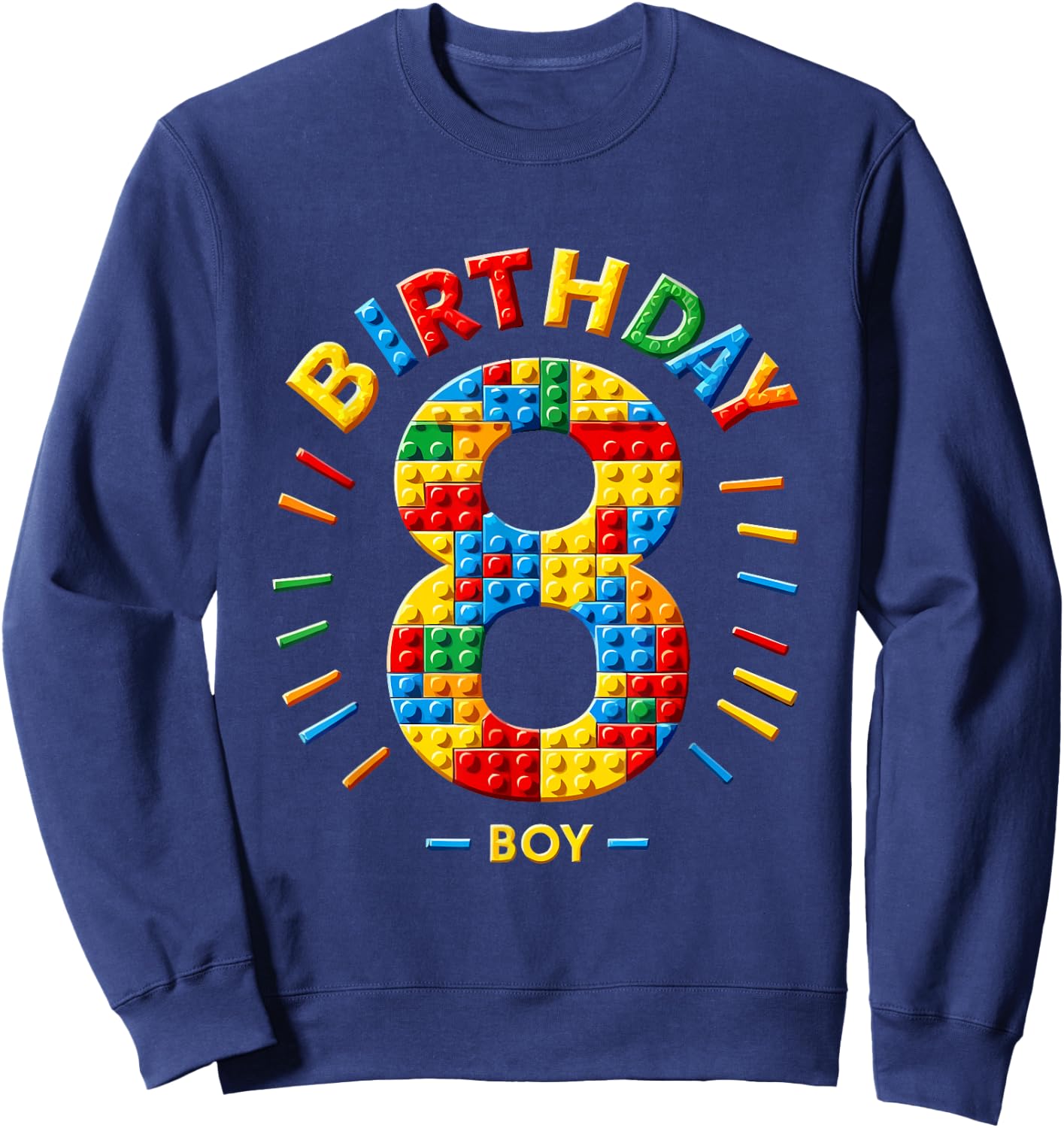 Master Builder 8th Birthday Boy 8 Eight Year Building Bricks Sweatshirt - Sweatshirt | Navy