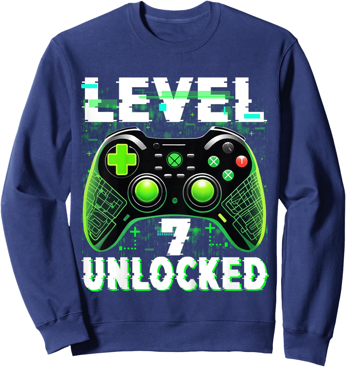 Kids Level 7 Unlocked Shirt Funny Video Gamer Geek 6th Birthday Sweatshirt - Sweatshirt | Navy