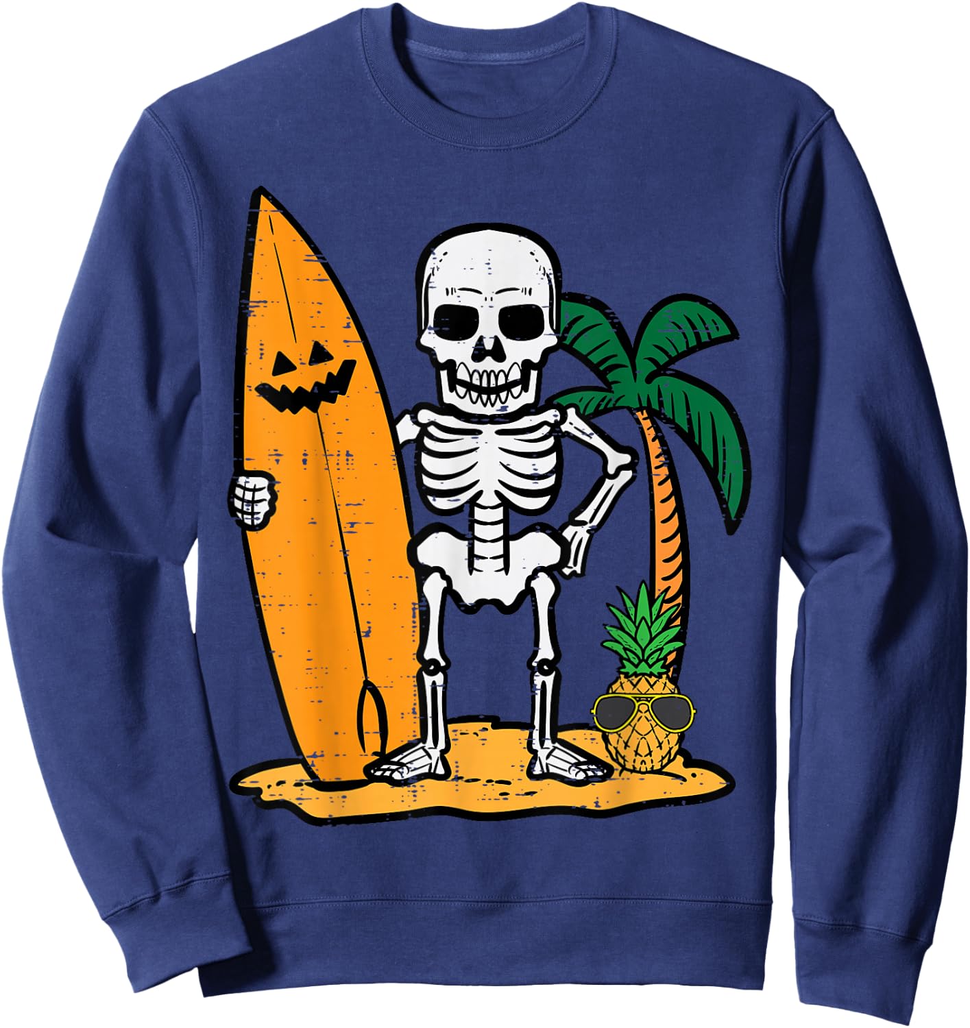 Halloween Surfer Skeleton Costume Hawaii Surf Men Women Kids Sweatshirt - Sweatshirt | Navy
