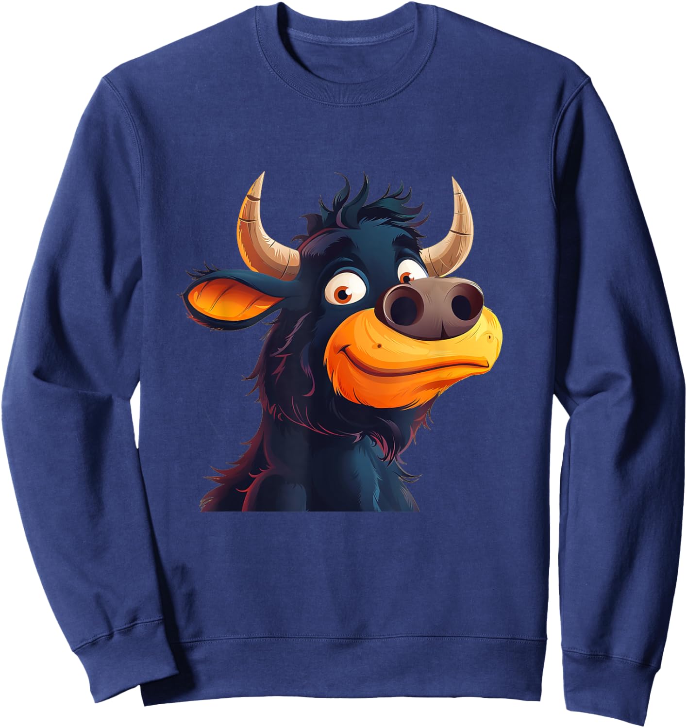 Bullock Face with Horns Costume for funny Cattle Lovers Sweatshirt - Sweatshirt | Navy