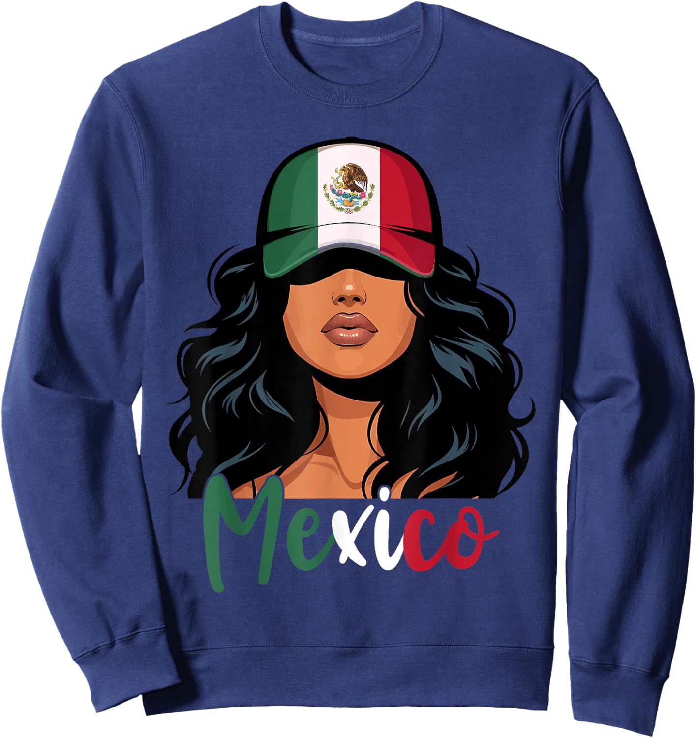 Mexican Girl Mexico Flag Proud Mexicana Women Sweatshirt - Sweatshirt | Navy