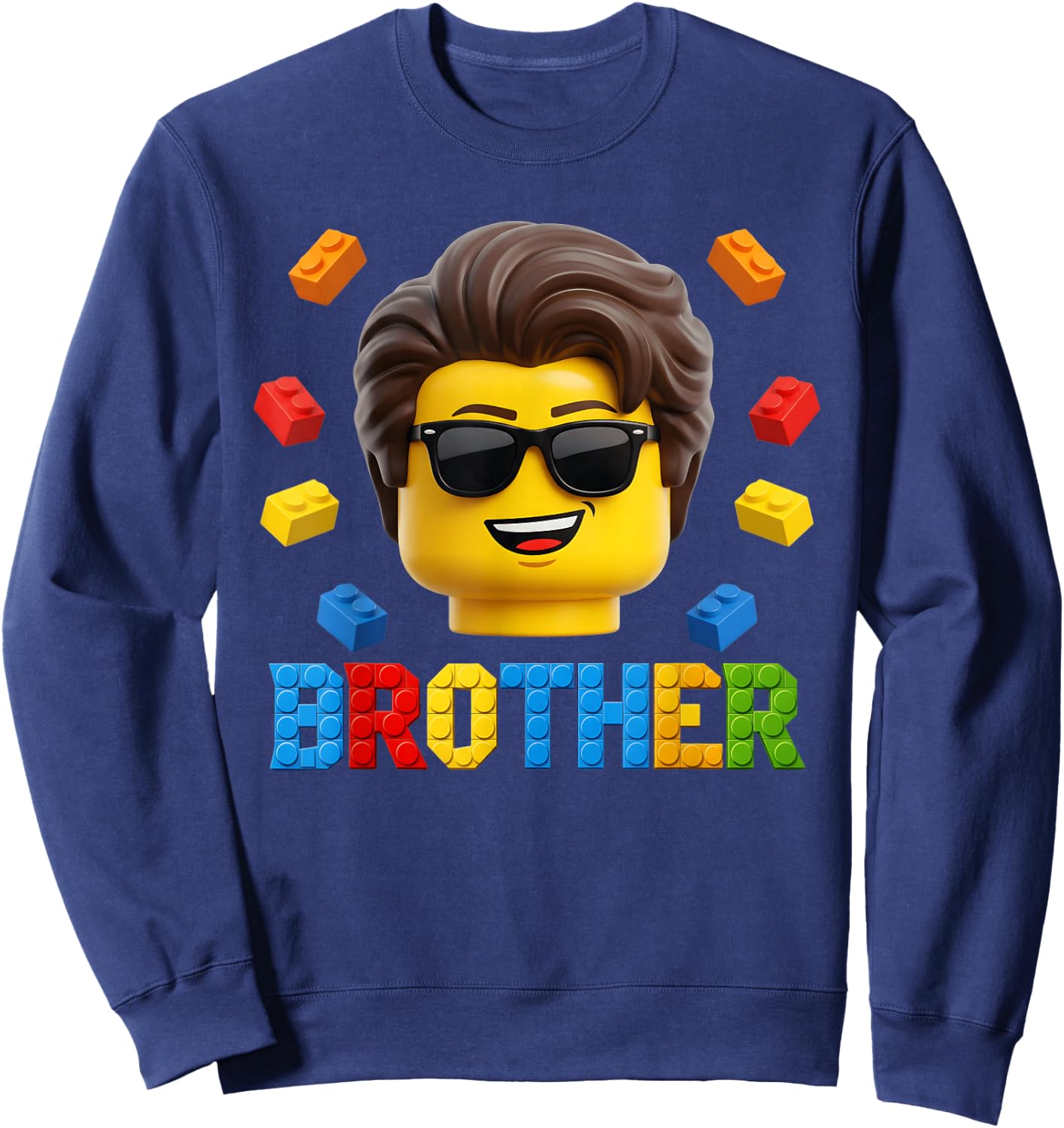 Brother Master Builder Boy Building Bricks Blocks Family Sweatshirt - Sweatshirt | Navy