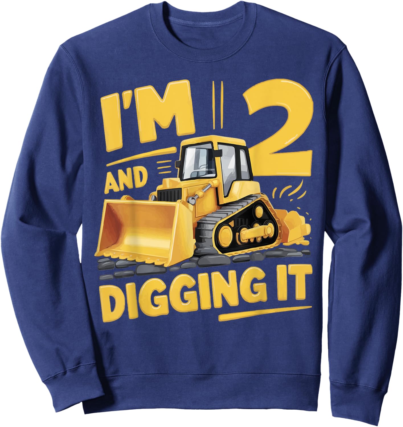 Construction Truck 2th Birthday 2 Years Old Digger Builder Sweatshirt - Sweatshirt | Navy