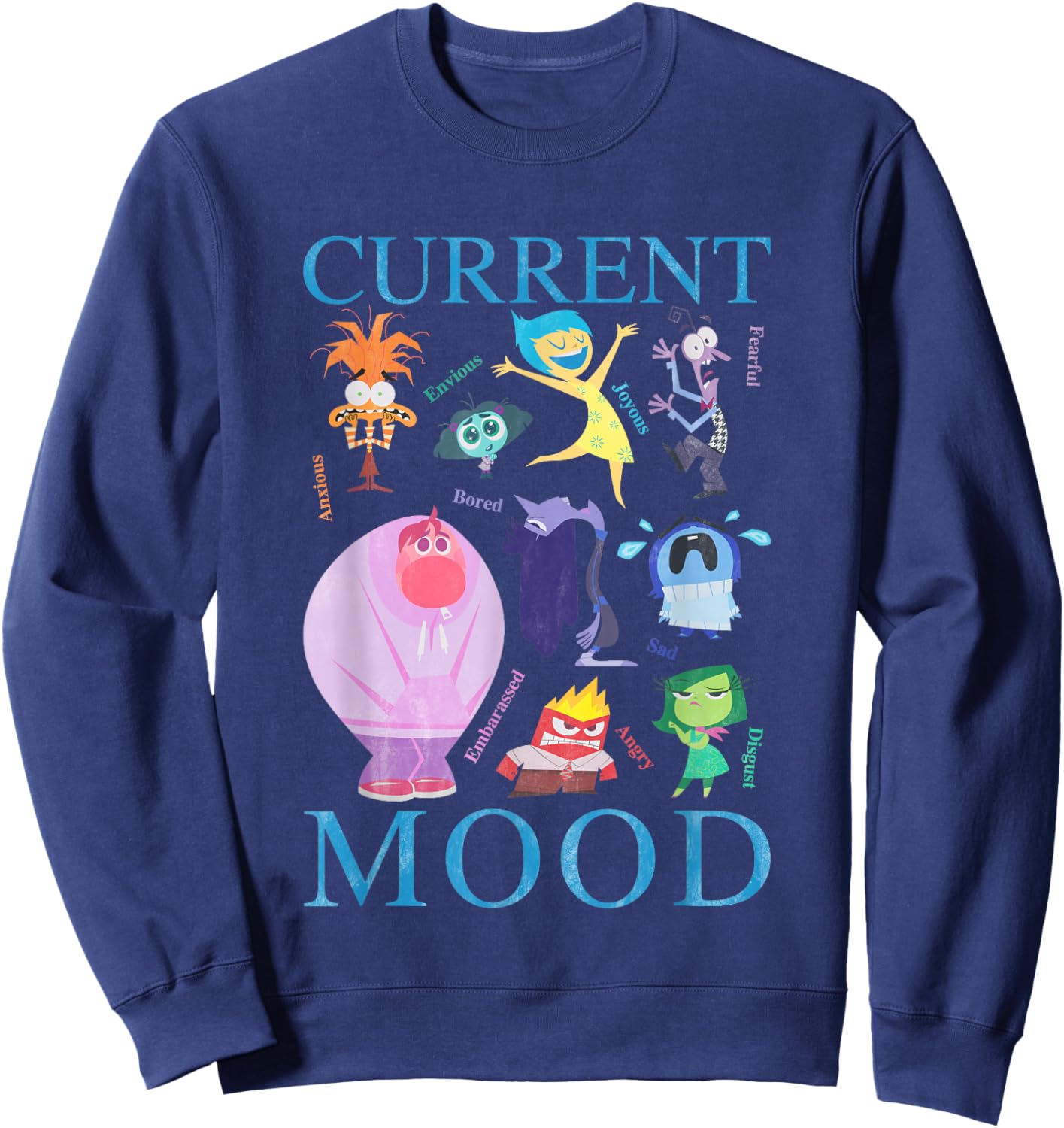 Disney Pixar Inside Out 2 Current Mood Many Emotions Vintage Sweatshirt - Sweatshirt | Navy