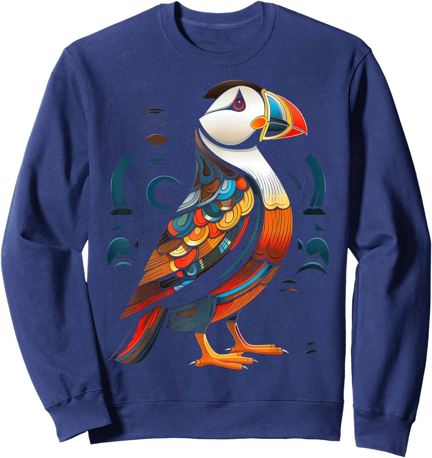 Puffin Animal Motif Artwork Puffin Sweatshirt - Sweatshirt | Navy