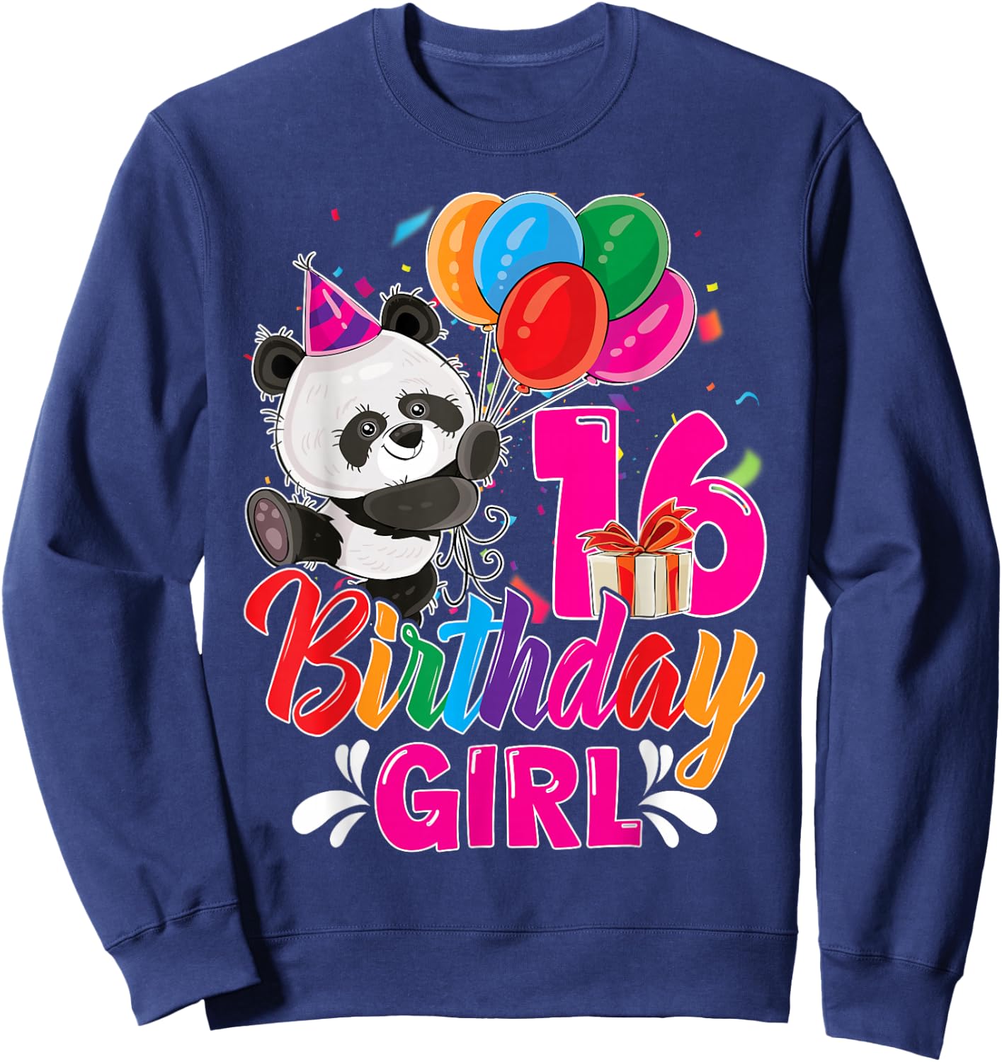 Birthday 16 Years Old Girl Panda Lovers 16th Bday Party Sweatshirt - Sweatshirt | Navy