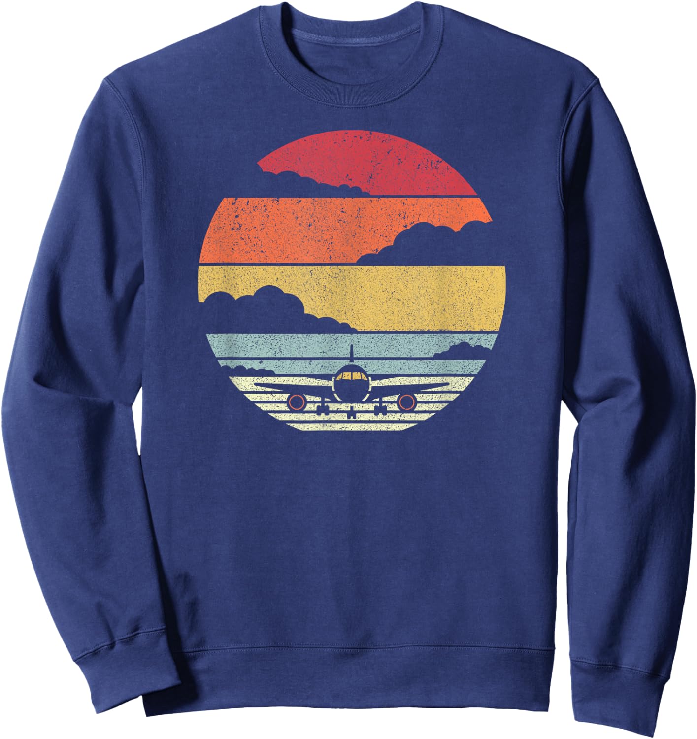 Airplane Shirt. Retro Style Pilot Sweatshirt - Sweatshirt | Navy