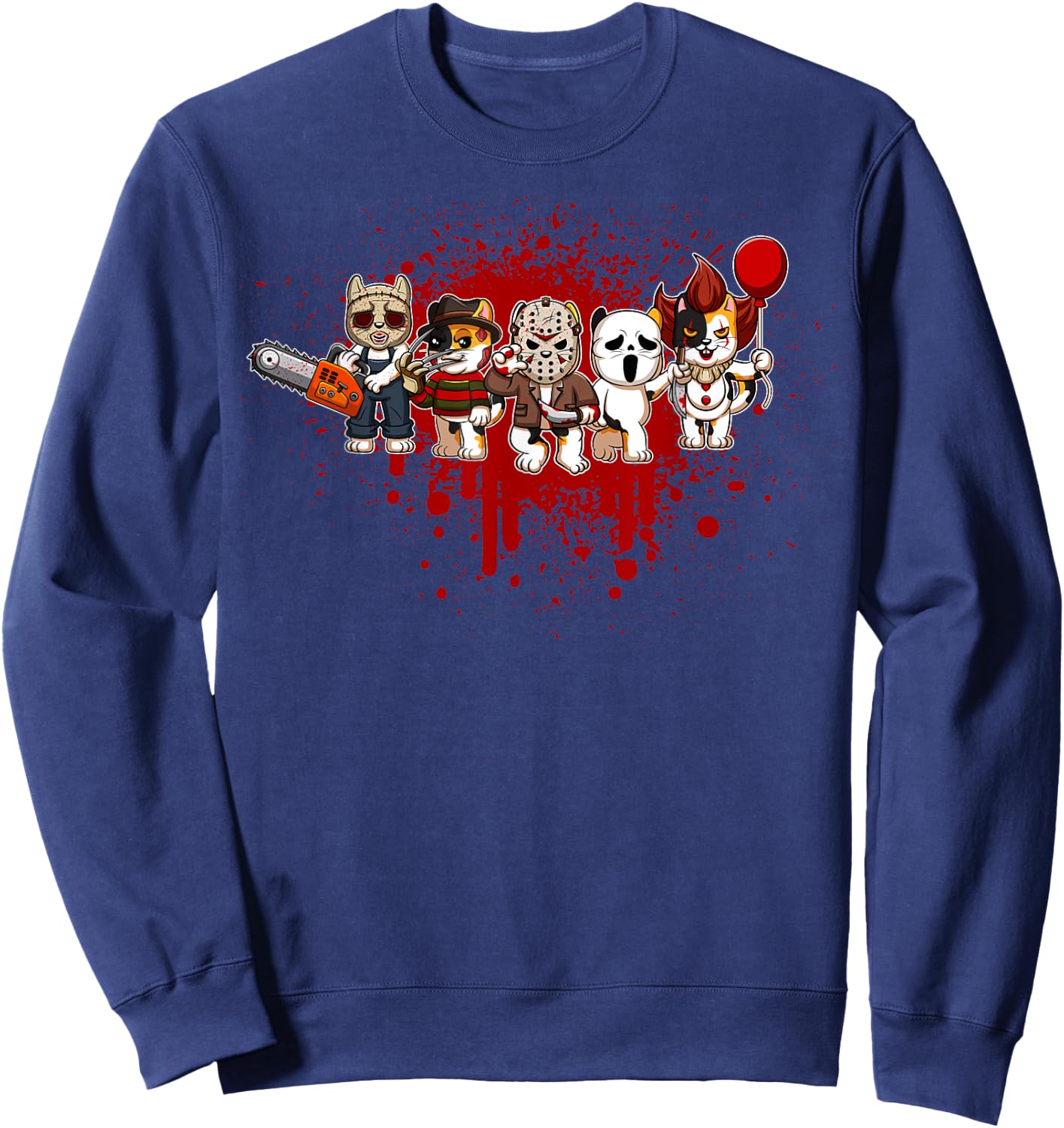My Little Horror Crew - Halloween Calico Cat Women Sweatshirt - Sweatshirt | Navy