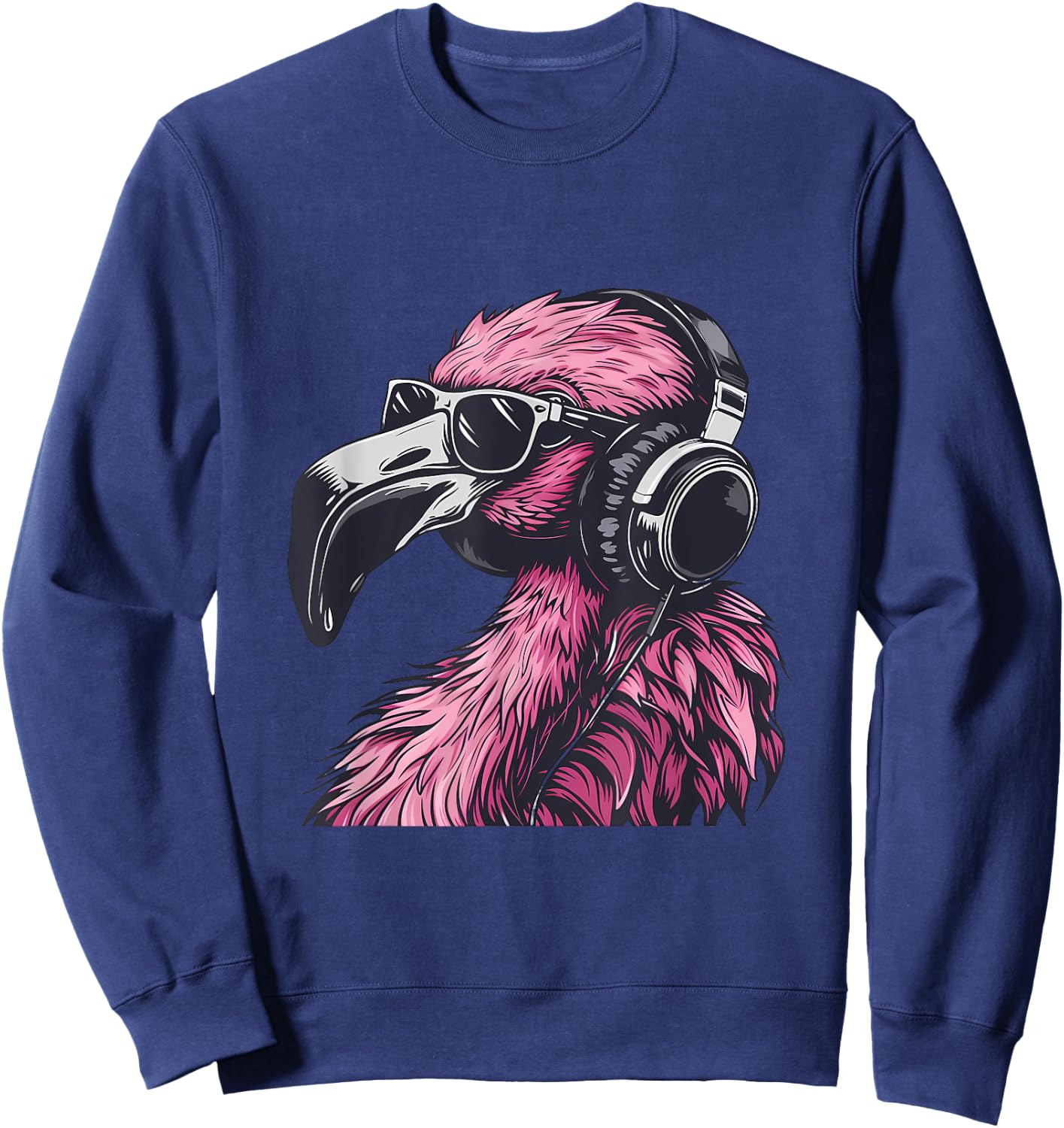 DJ Flamingo Bird Turntable DJ Flamingo Pink Flamingo Lover Sweatshirt - Sweatshirt | Navy