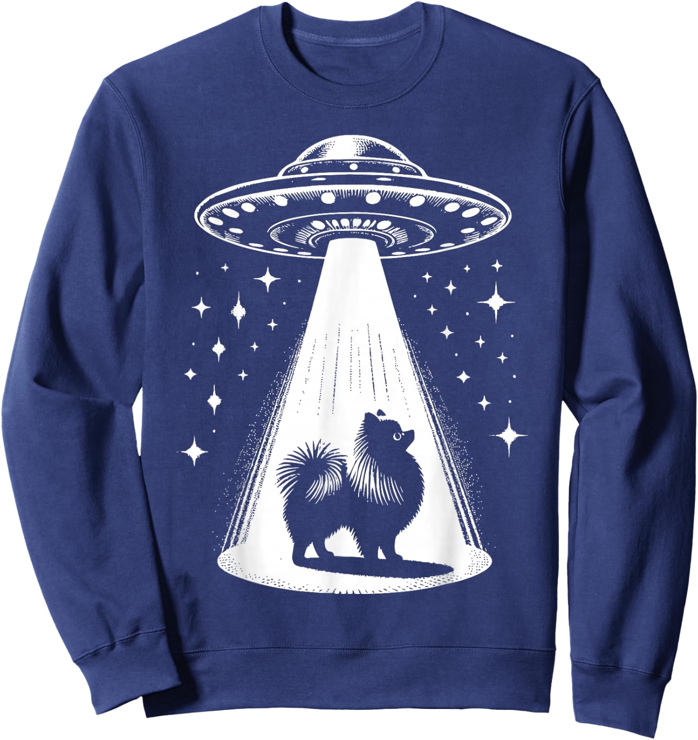 Pomeranian Mom Dad Dog - Funny Alien UFO Men Women Sweatshirt - Sweatshirt | Navy