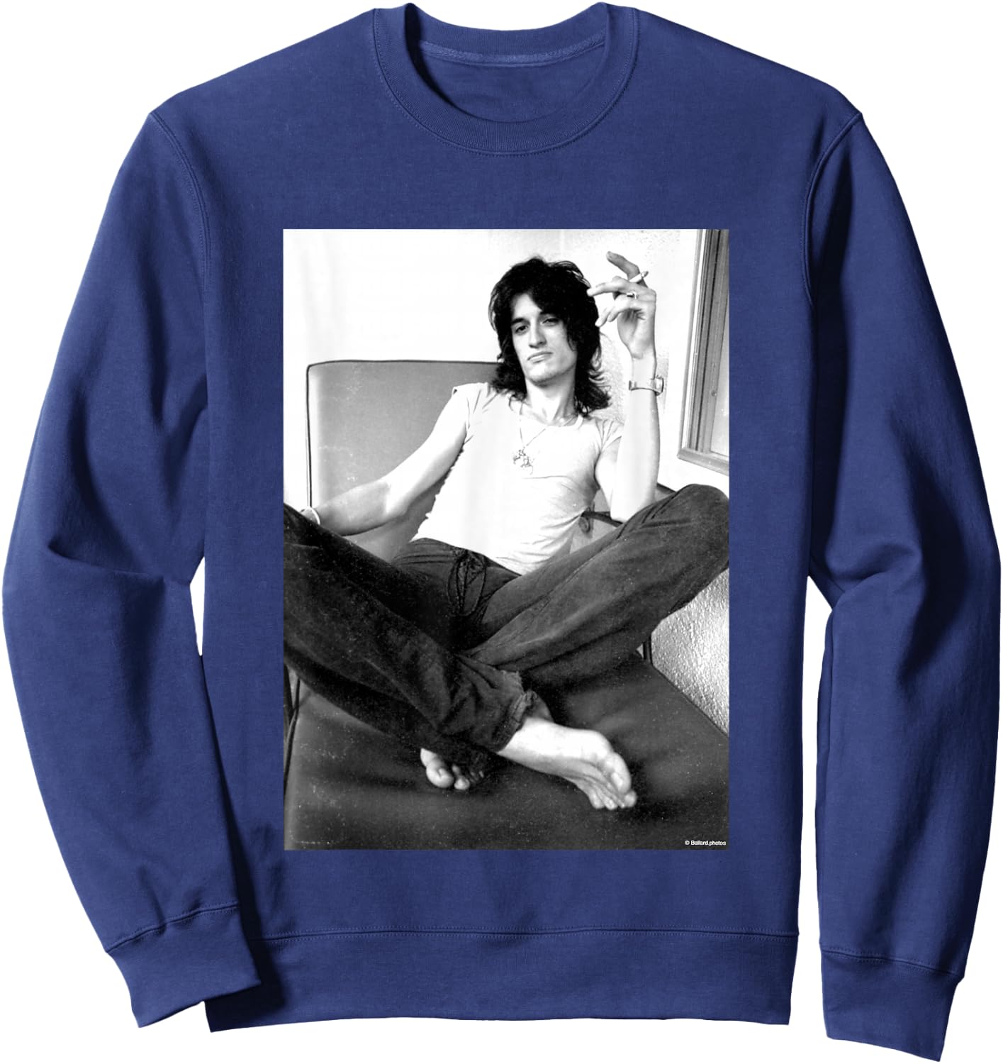 Joe Perry Of Aerosmith 1985 By Allan Ballard Sweatshirt - Sweatshirt | Navy