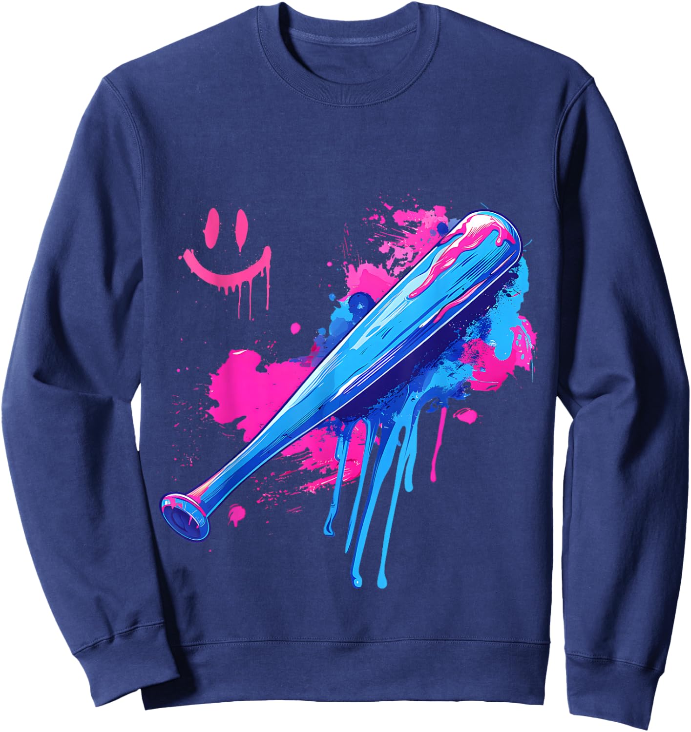 Baseball Bat with Sprinkles Drip Boys Sweatshirt - Sweatshirt | Navy
