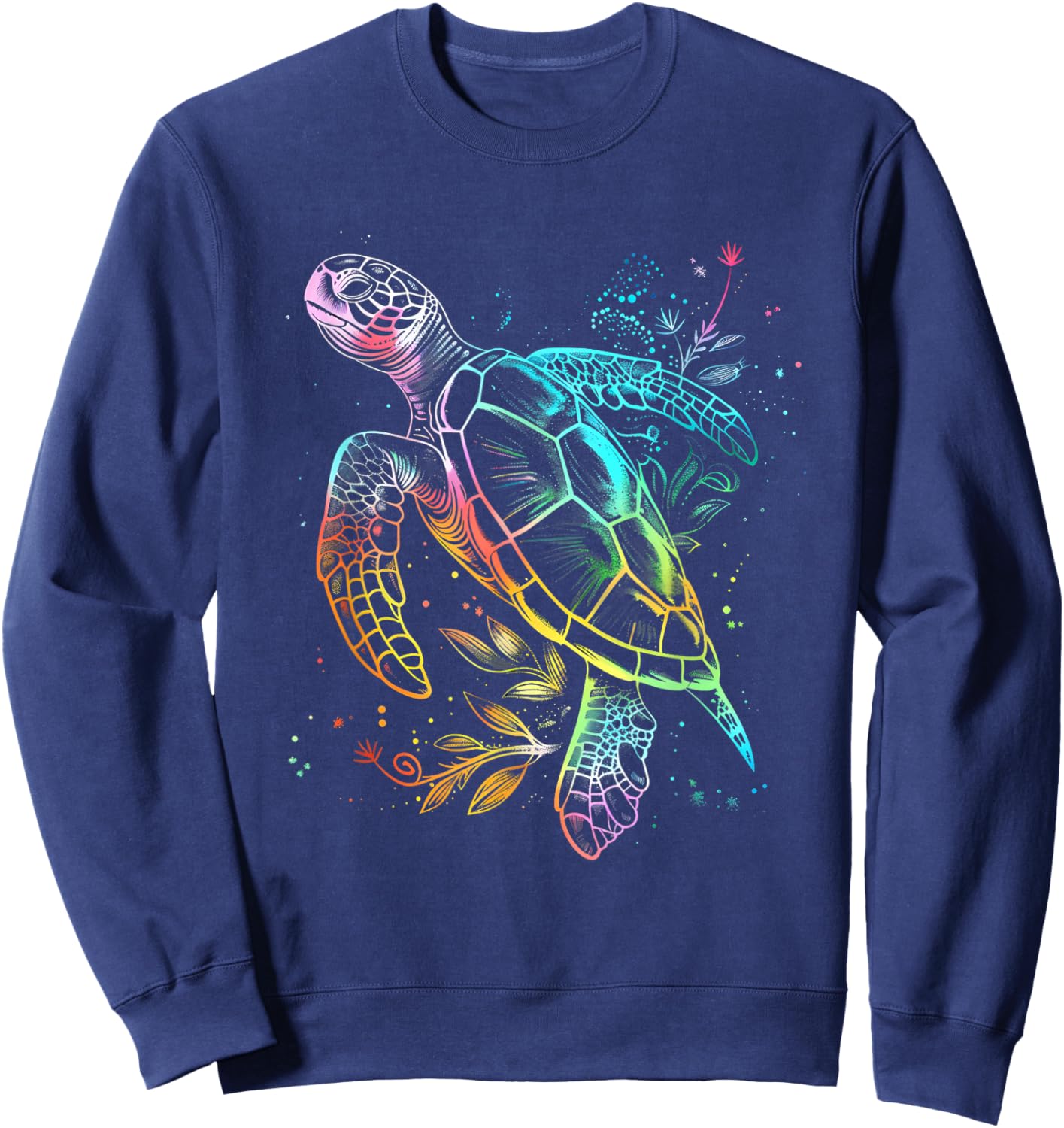 Sea Turtle Lover Artwork Motif Sea Turtle Marine Mammal Sweatshirt - Sweatshirt | Navy