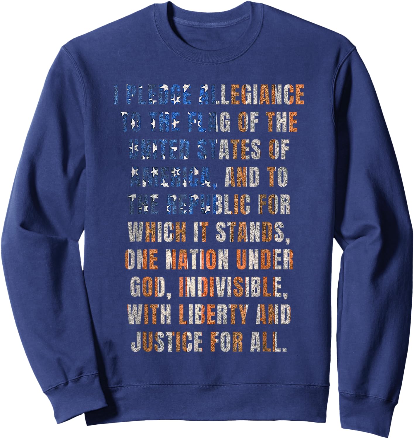 USA Pledge of Allegiance 4th of July Distressed Retro Kids Men Sweatshirt - Sweatshirt | Navy