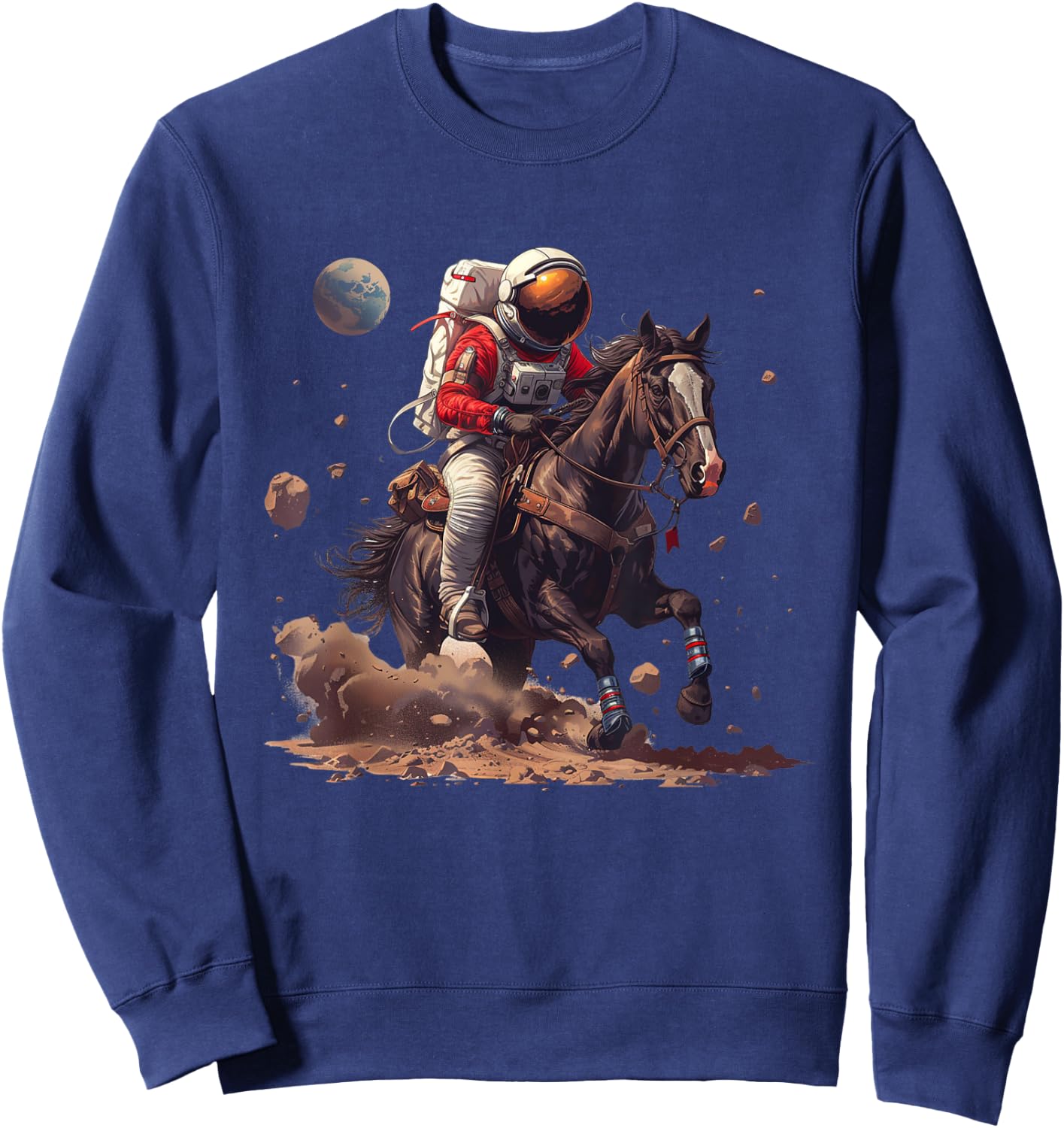 Space Cowboy Astronaut Riding Horse In Space Sweatshirt - Sweatshirt | Navy