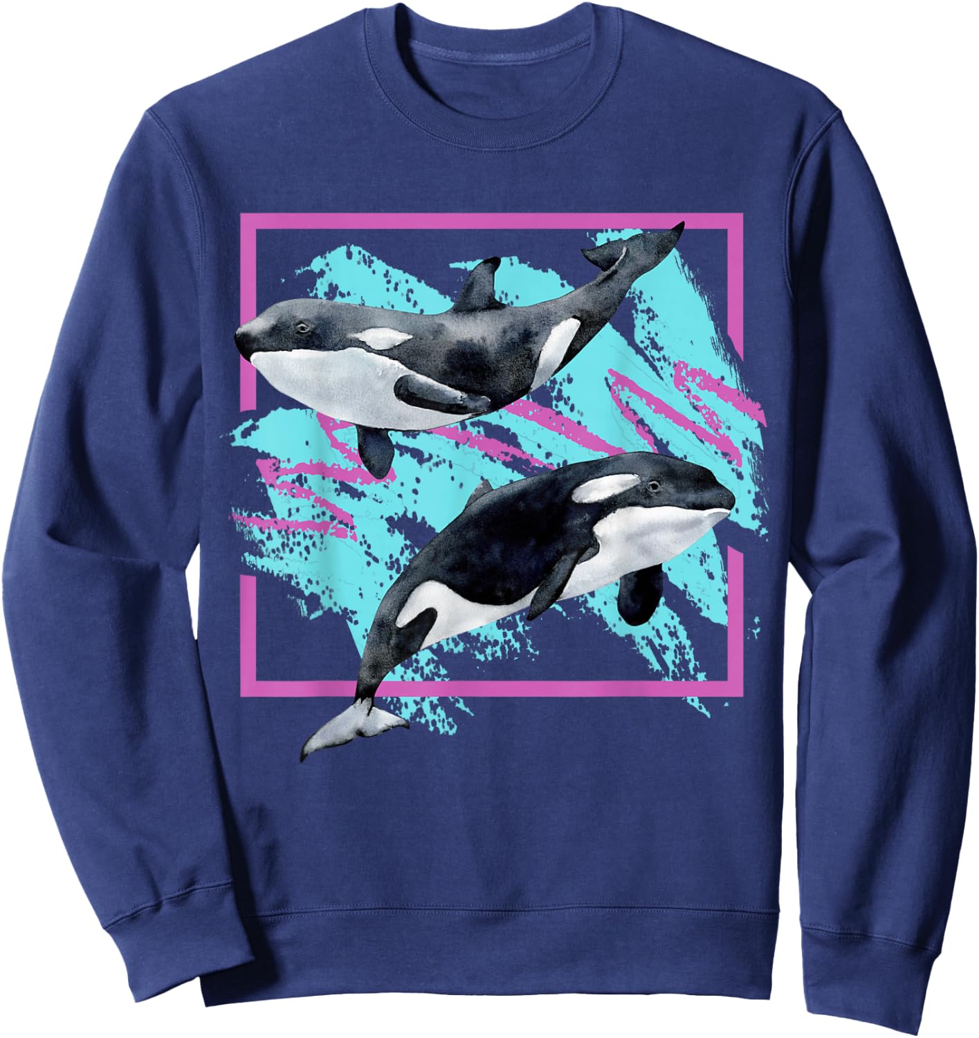 Save Whales 90s Orca Ocean Animals Chart Mammals Guide Eco Sweatshirt - Sweatshirt | Navy