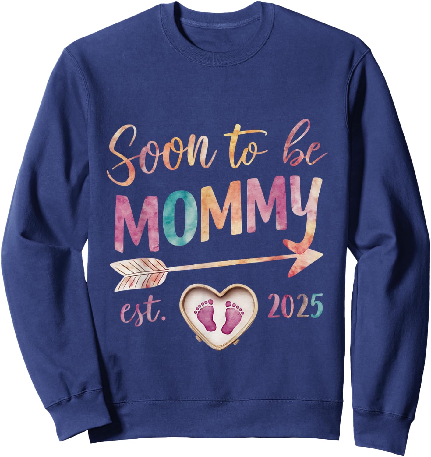 Soon To be Mommy 2025 Mom Est 2025 Loading Promoted to Mommy Sweatshirt - Sweatshirt | Navy