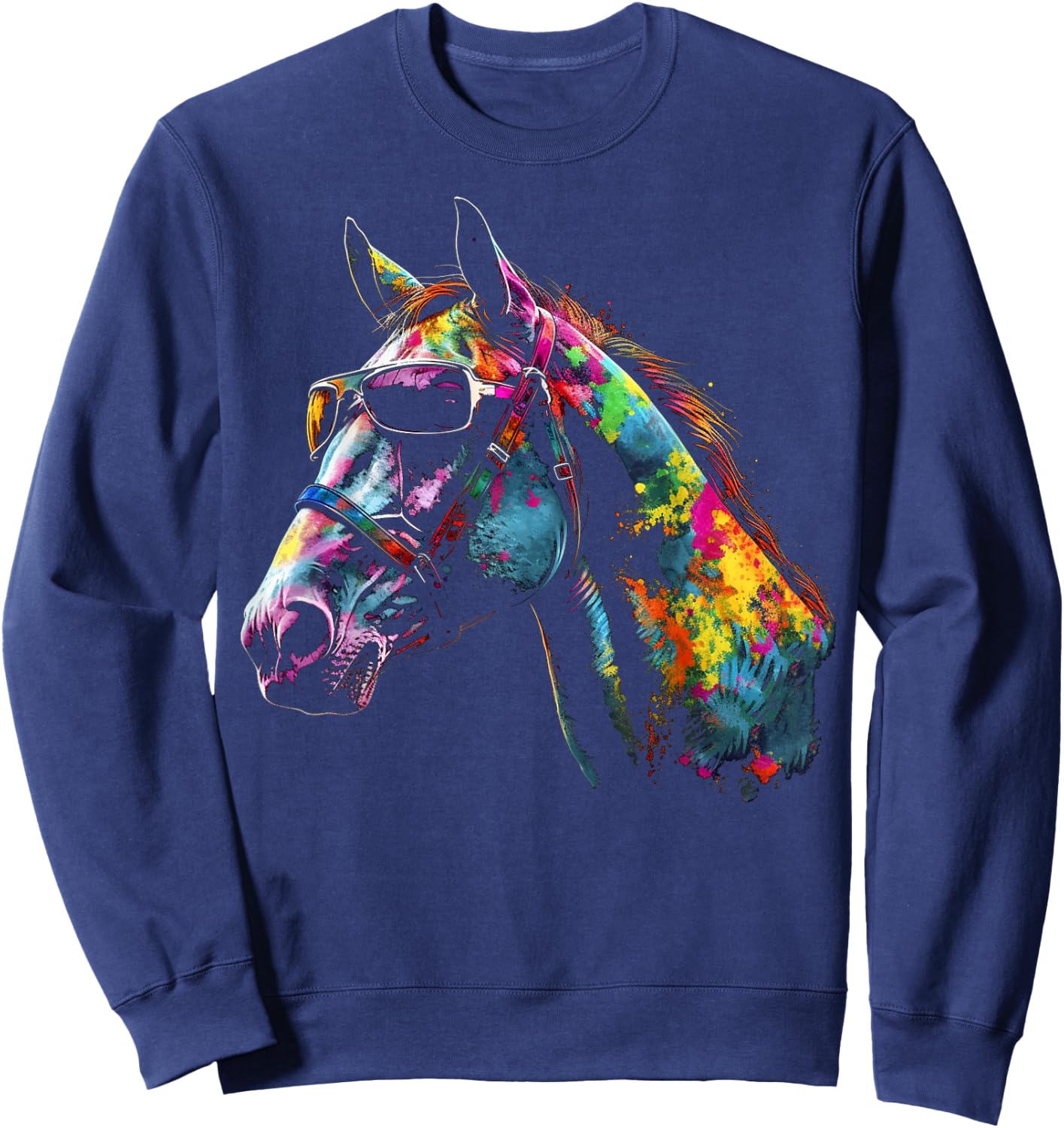 Horse Artwork Colourful Sunglasses - Animal Horse Sweatshirt - Sweatshirt | Navy