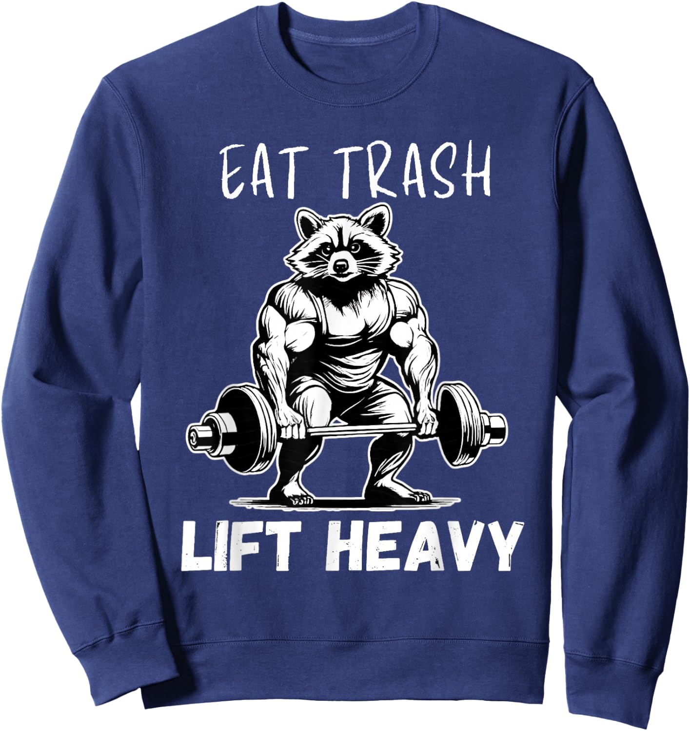 Urban Empyre Raccoon Bodybuilder x Eat Trash Lift Heavy Sweatshirt - Sweatshirt | Navy