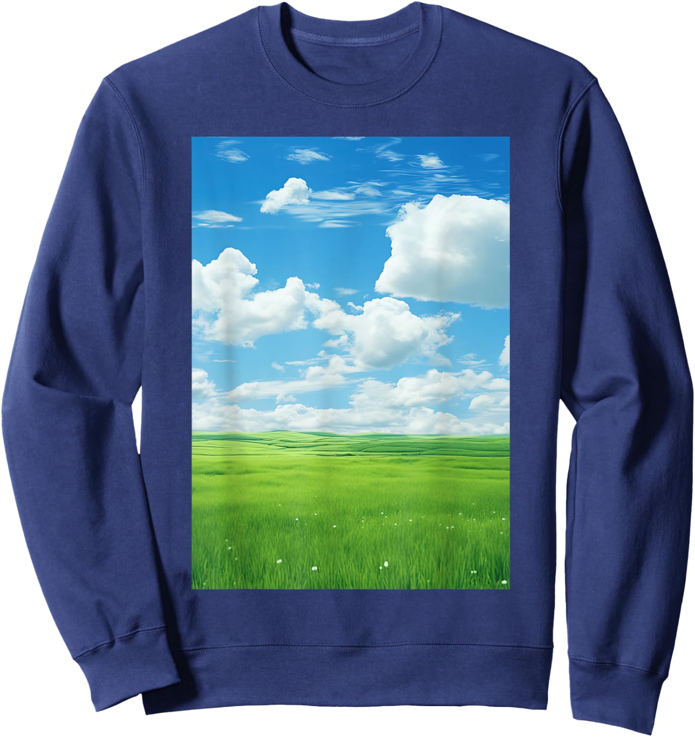 Frutiger Aero: Field Clouds Sky Is Blue Sweatshirt - Sweatshirt | Navy