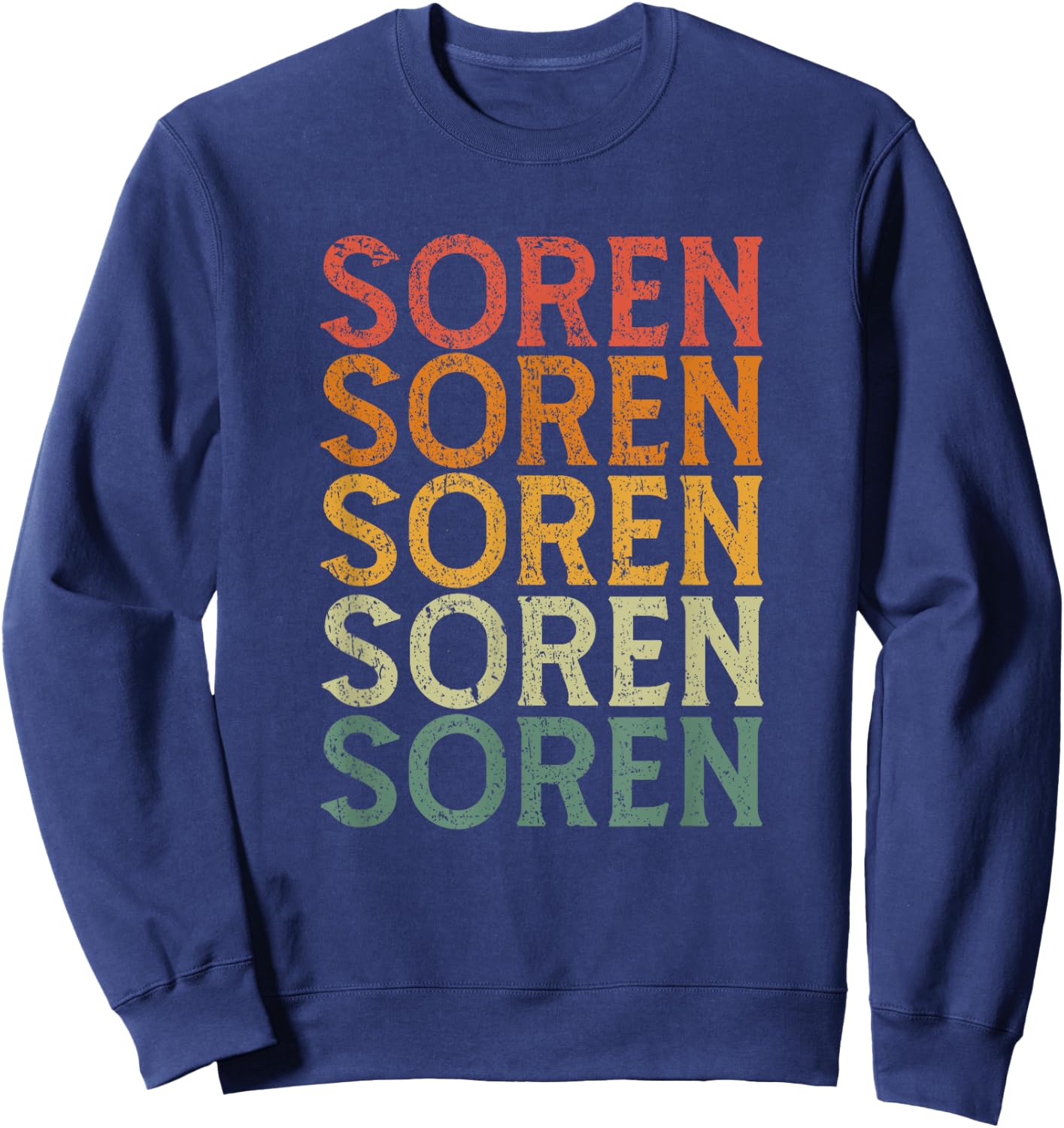 Retro Custom First Name Soren Sweatshirt - Sweatshirt | Navy