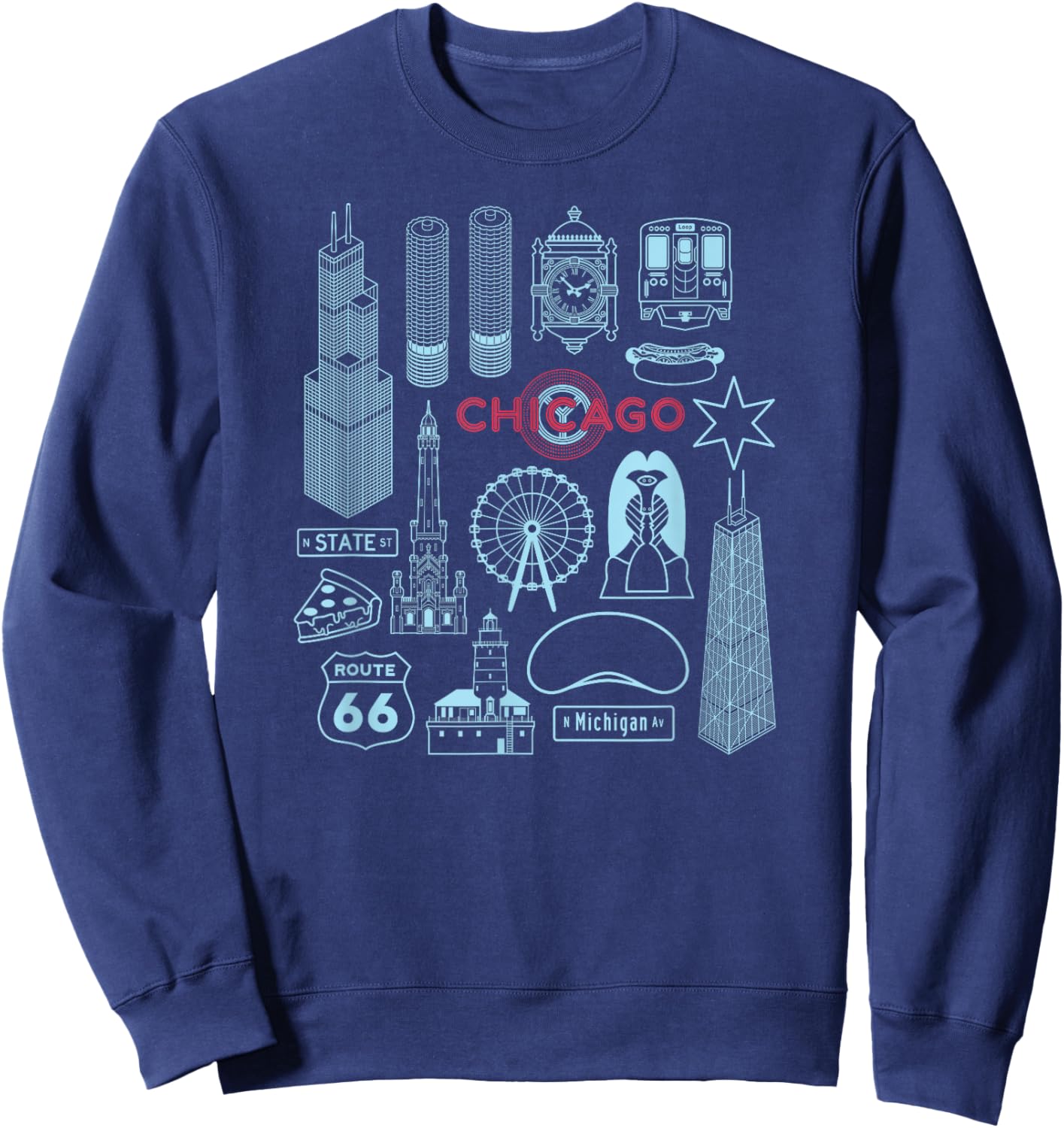 Chicago Illinois Tourist Souvenir Men Women Kids Sweatshirt - Sweatshirt | Navy
