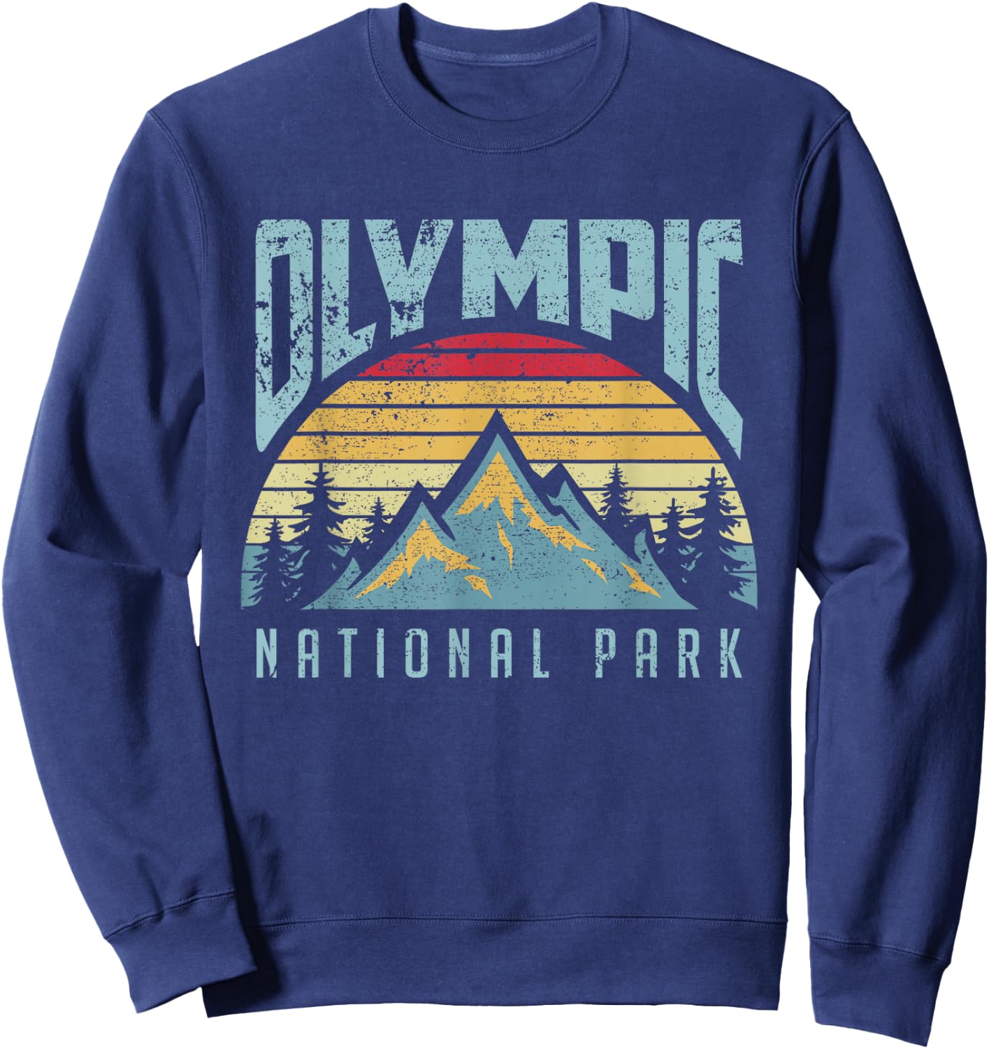Olympic National Park Washington USA Mountains Retro T Shirt Sweatshirt - Sweatshirt | Navy
