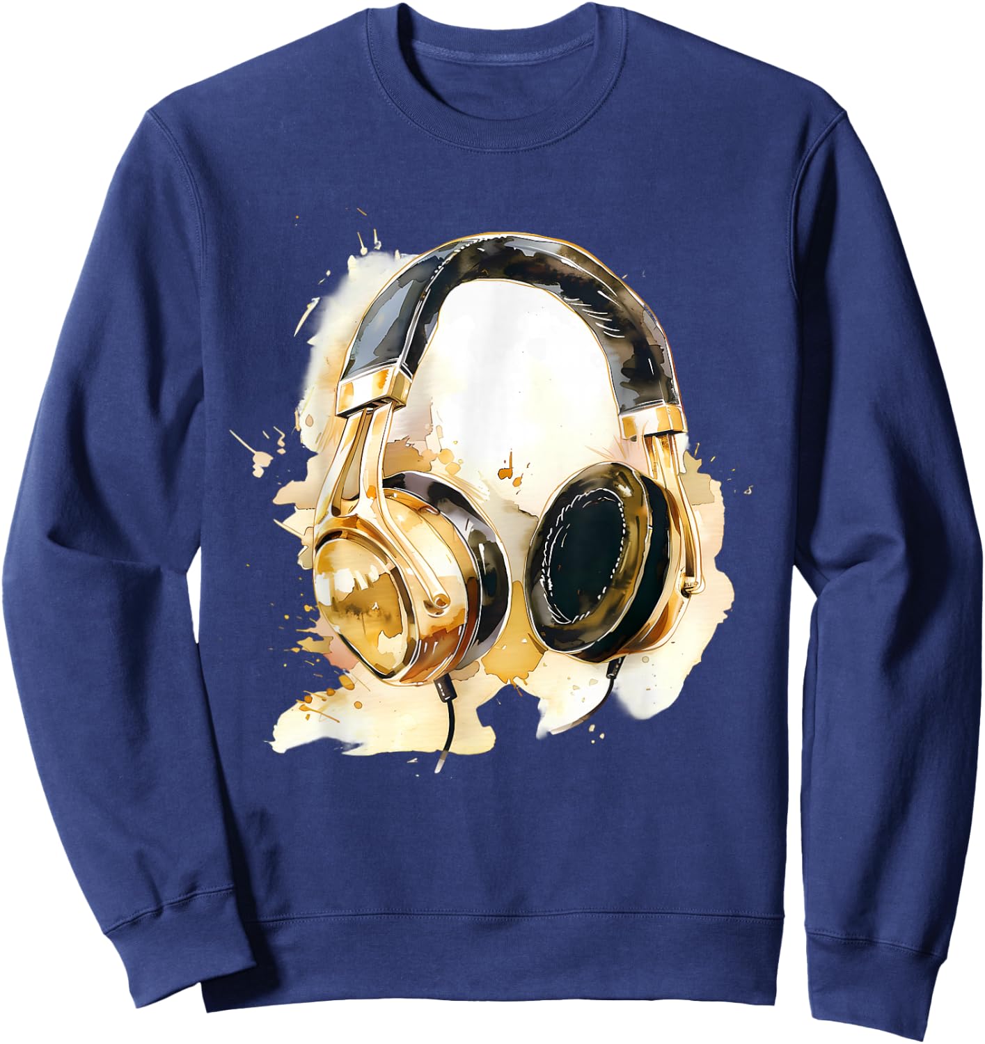 Headphones Music DJ Beatmaker Artwork Splash Dance Music Sweatshirt - Sweatshirt | Navy