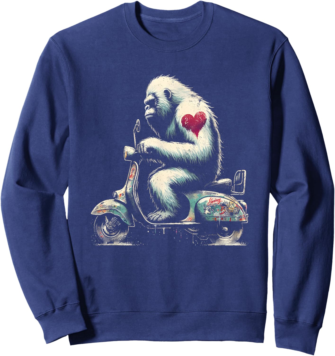 Bigfoot Driving Scooter - Funny Sasquatch Yeti Roller Sweatshirt - Sweatshirt | Navy
