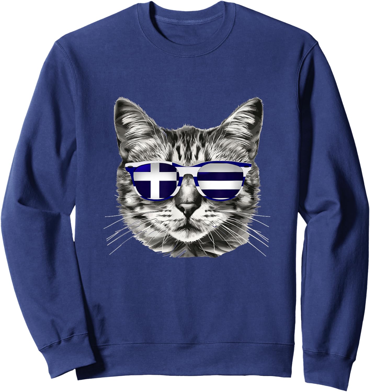 Greek Flag Cat Owner Souvenirs Products Kitten Greece Sweatshirt - Sweatshirt | Navy