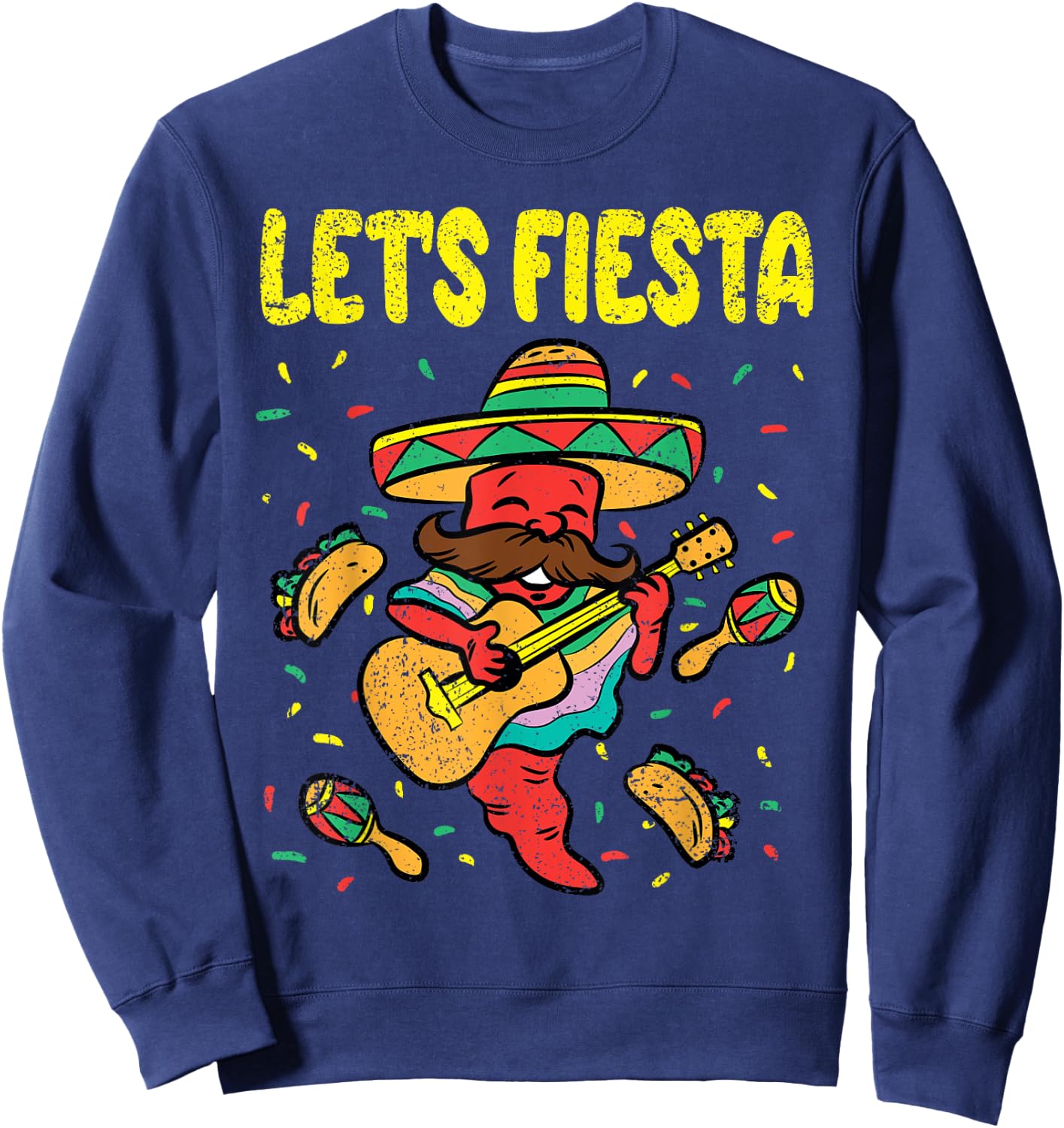 Lets Fiesta Cinco De Mayo Mexican Mariachi Taco Maracas Sweatshirt - Sweatshirt | Navy