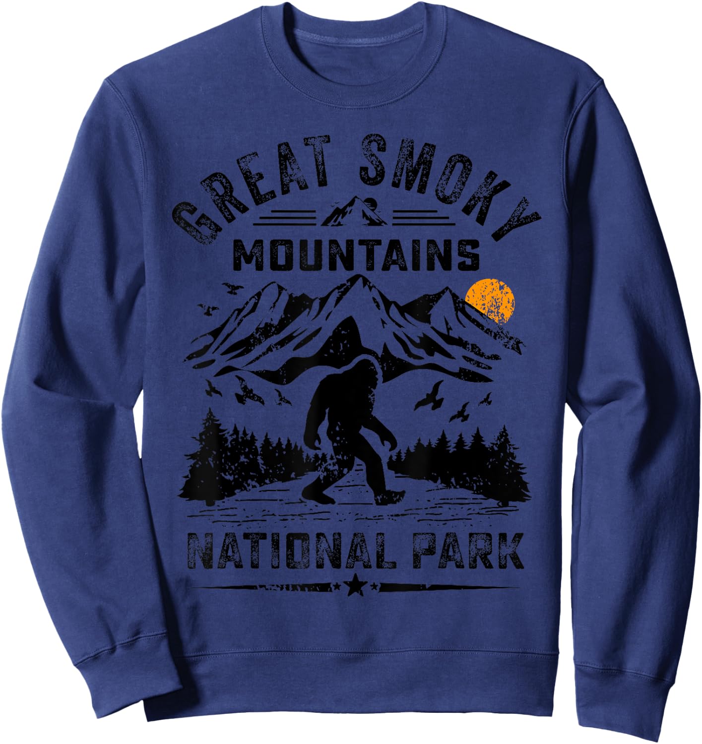 Great Smoky Mountains National Park Sunset Bigfoot Sasquatch Sweatshirt - Sweatshirt | Navy